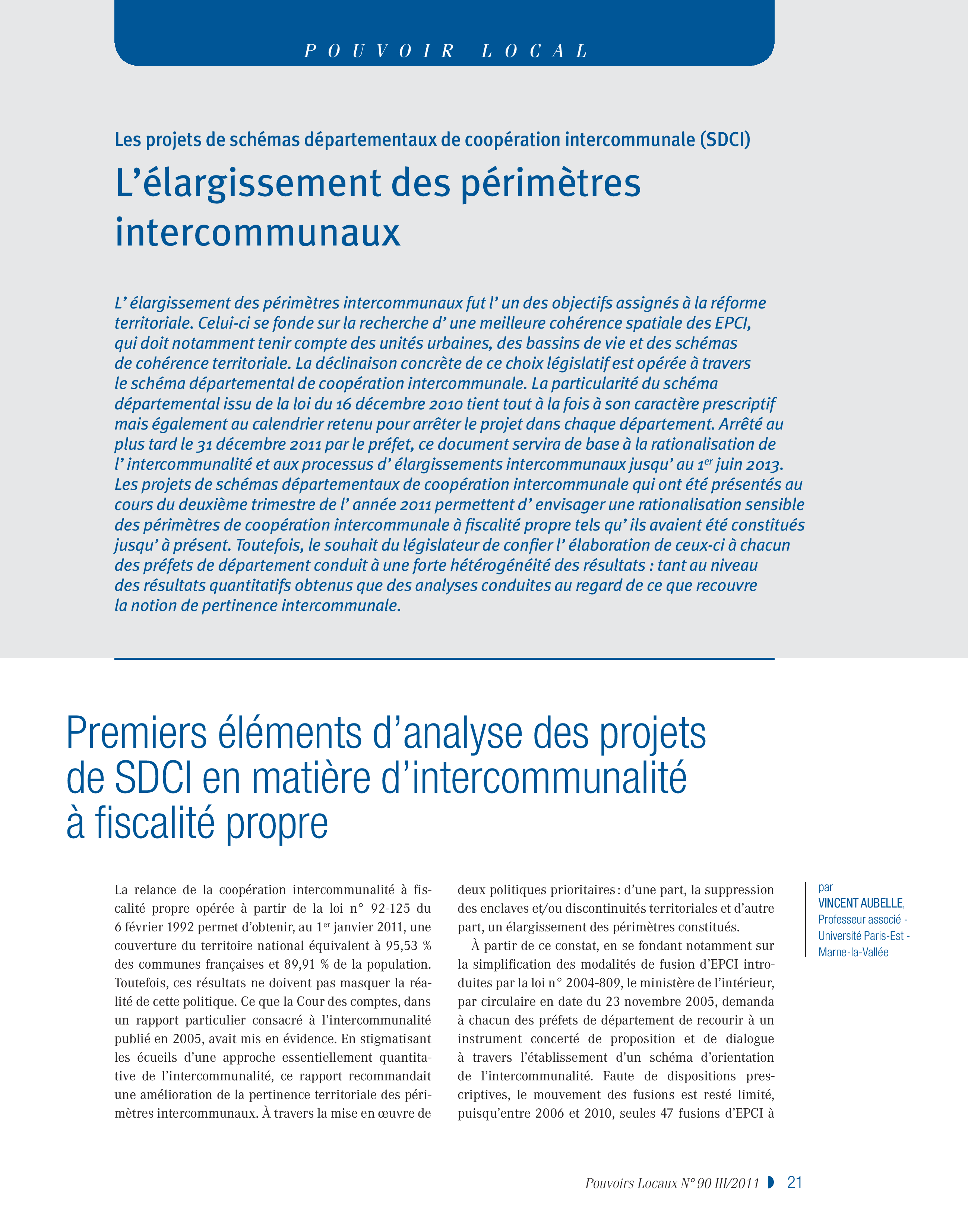 Article : L’élargissement des périmètres intercommunaux