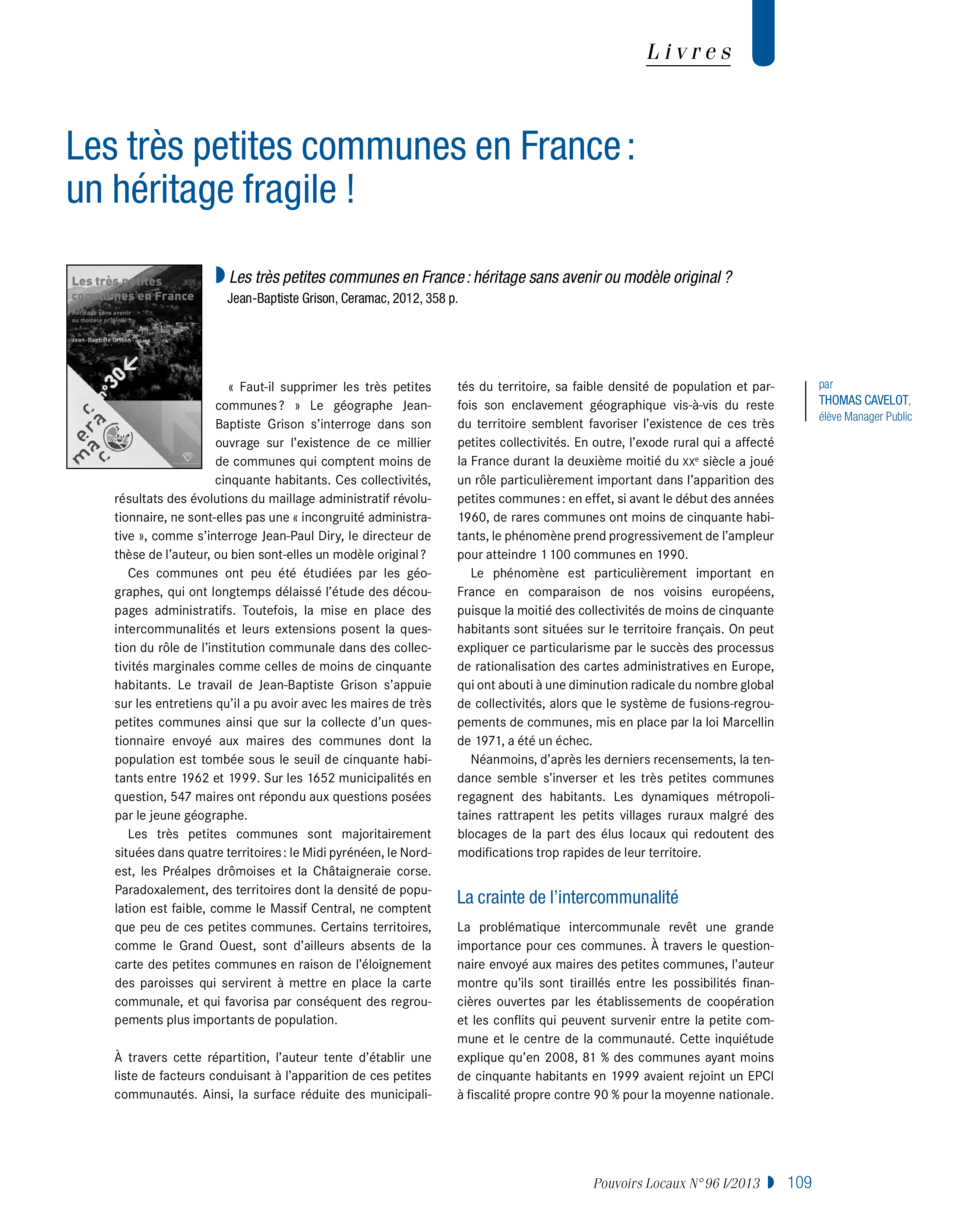 Article : Les très petites communes en France : un héritage fragile !