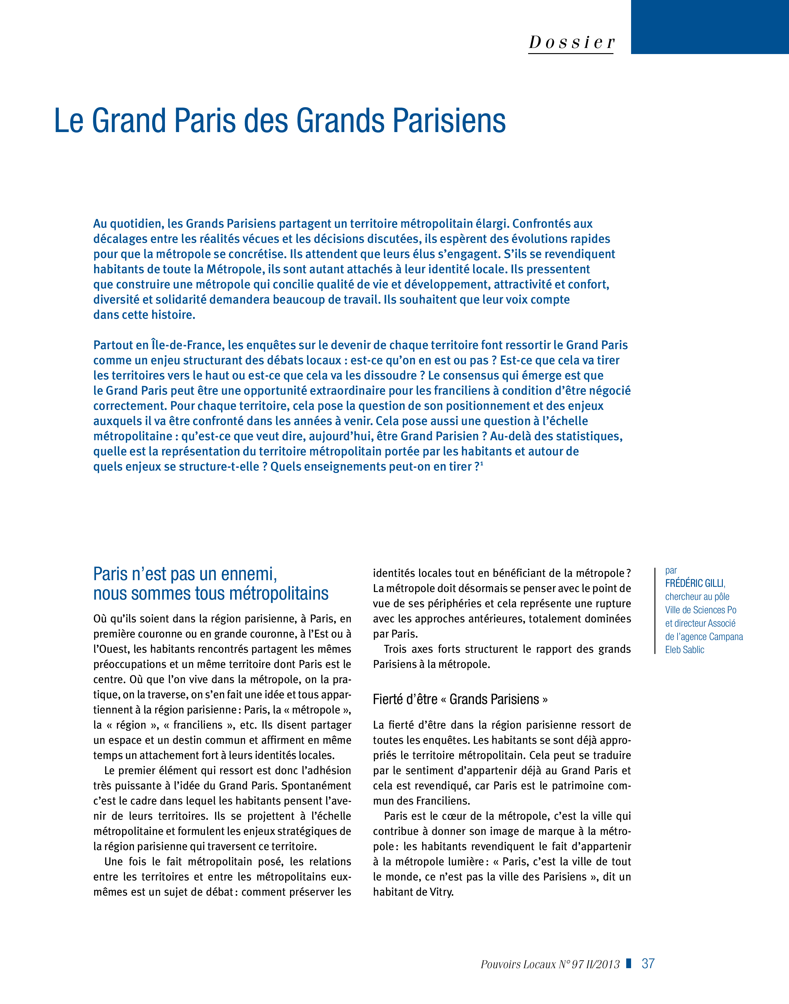 Article : Le Grand Paris des Grands Parisiens