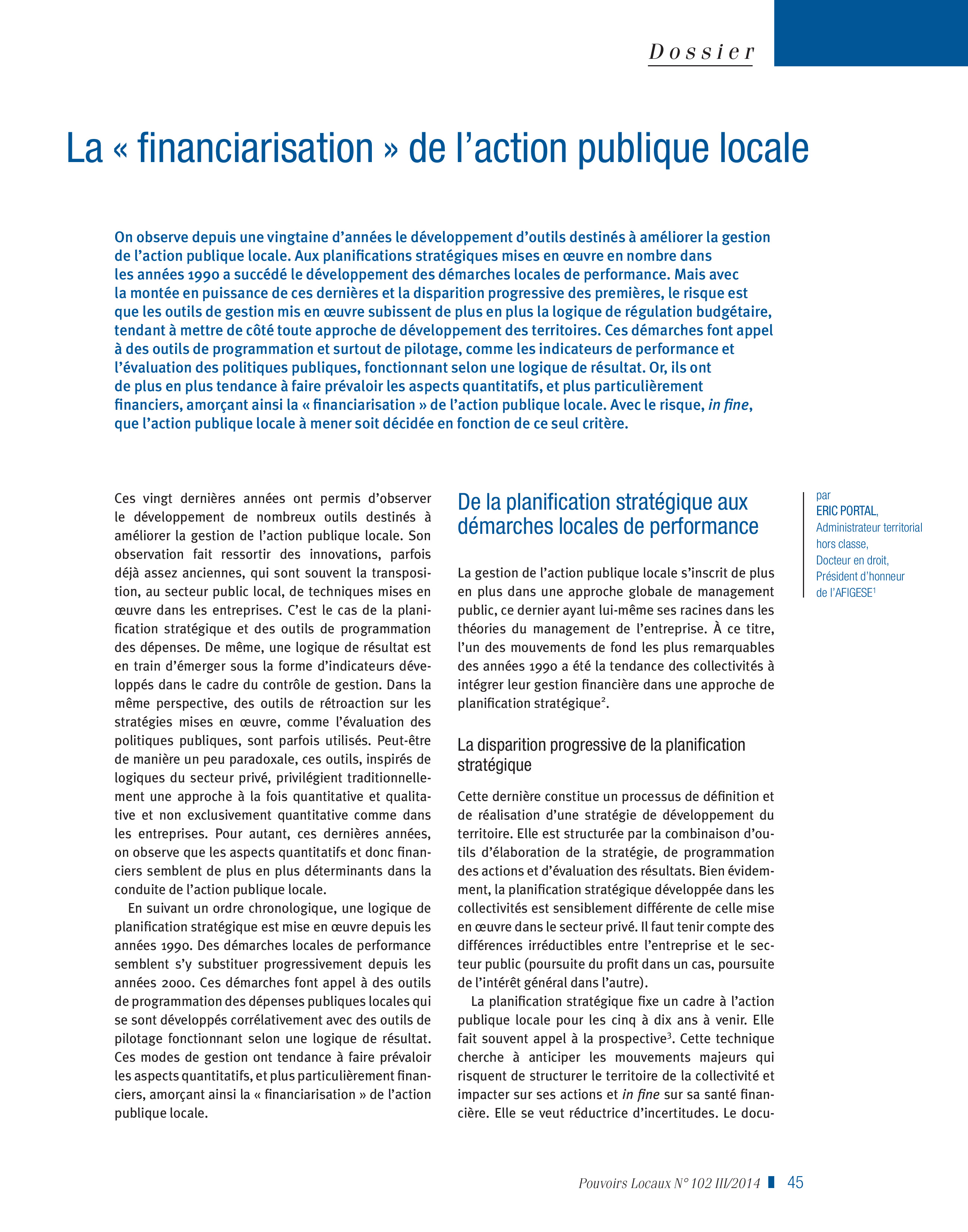 Article : La « financiarisation » de l’action publique locale