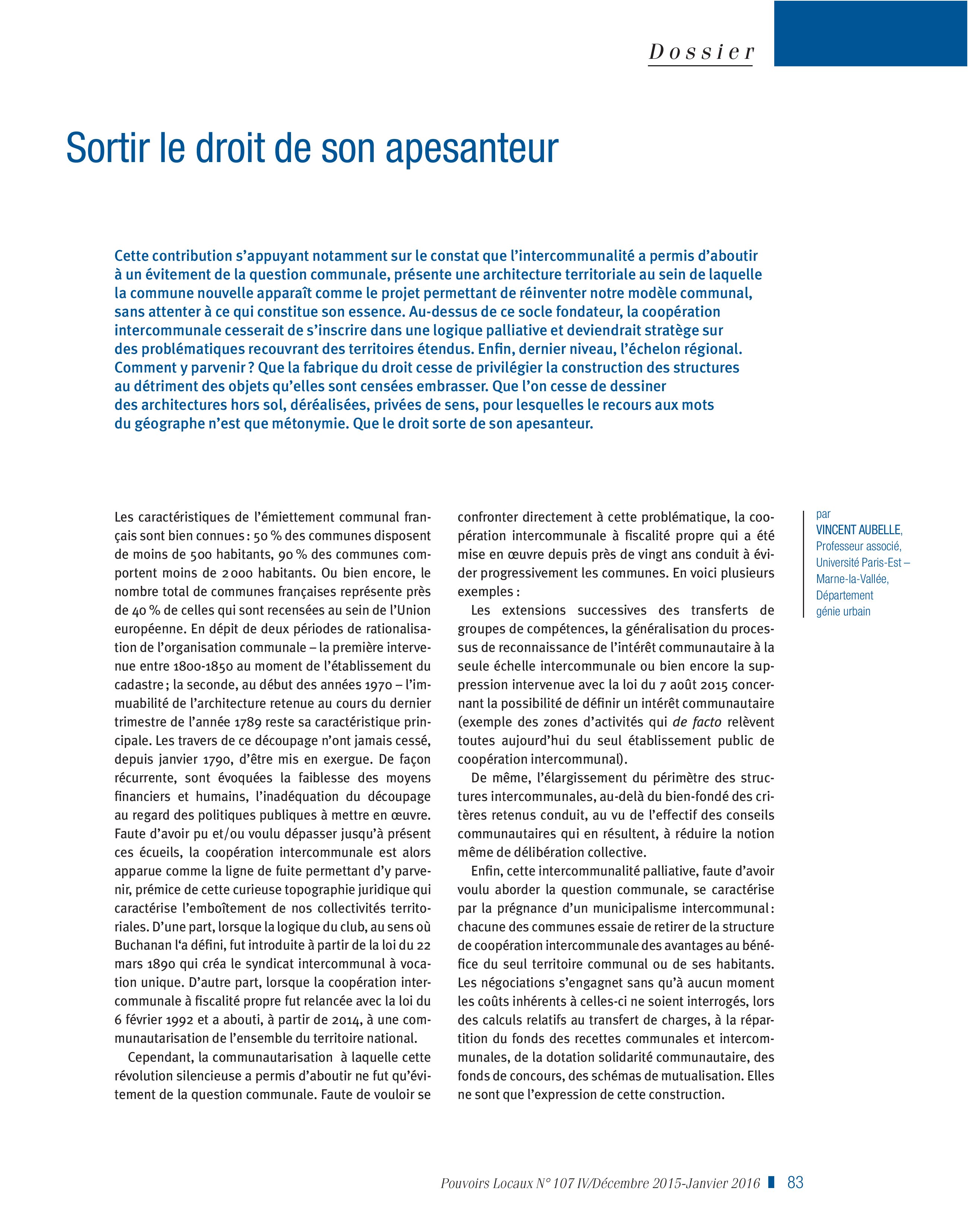 Article : Sortir le droit de son apesanteur