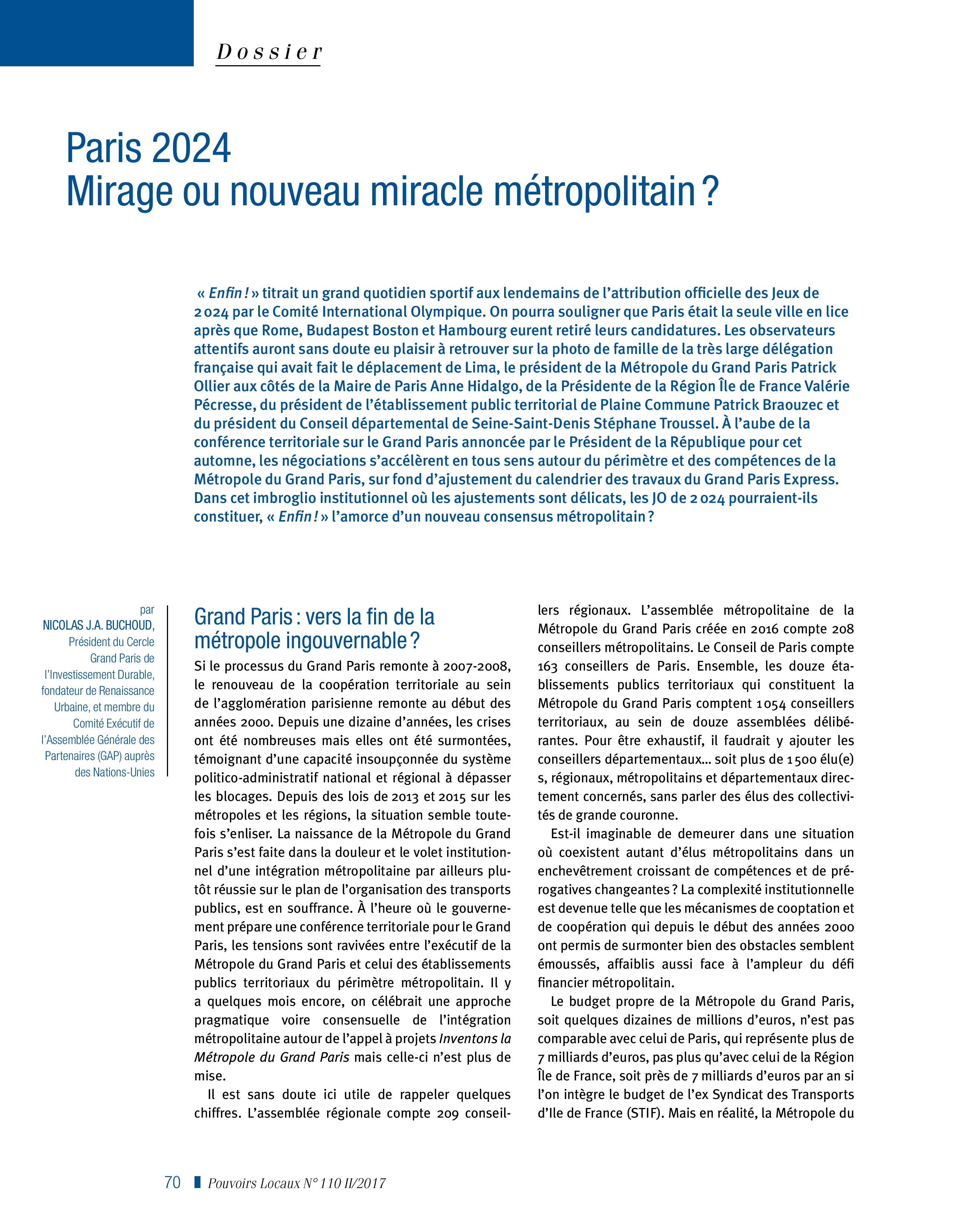 Article : Paris 2024 : Mirage ou nouveau miracle métropolitain ?