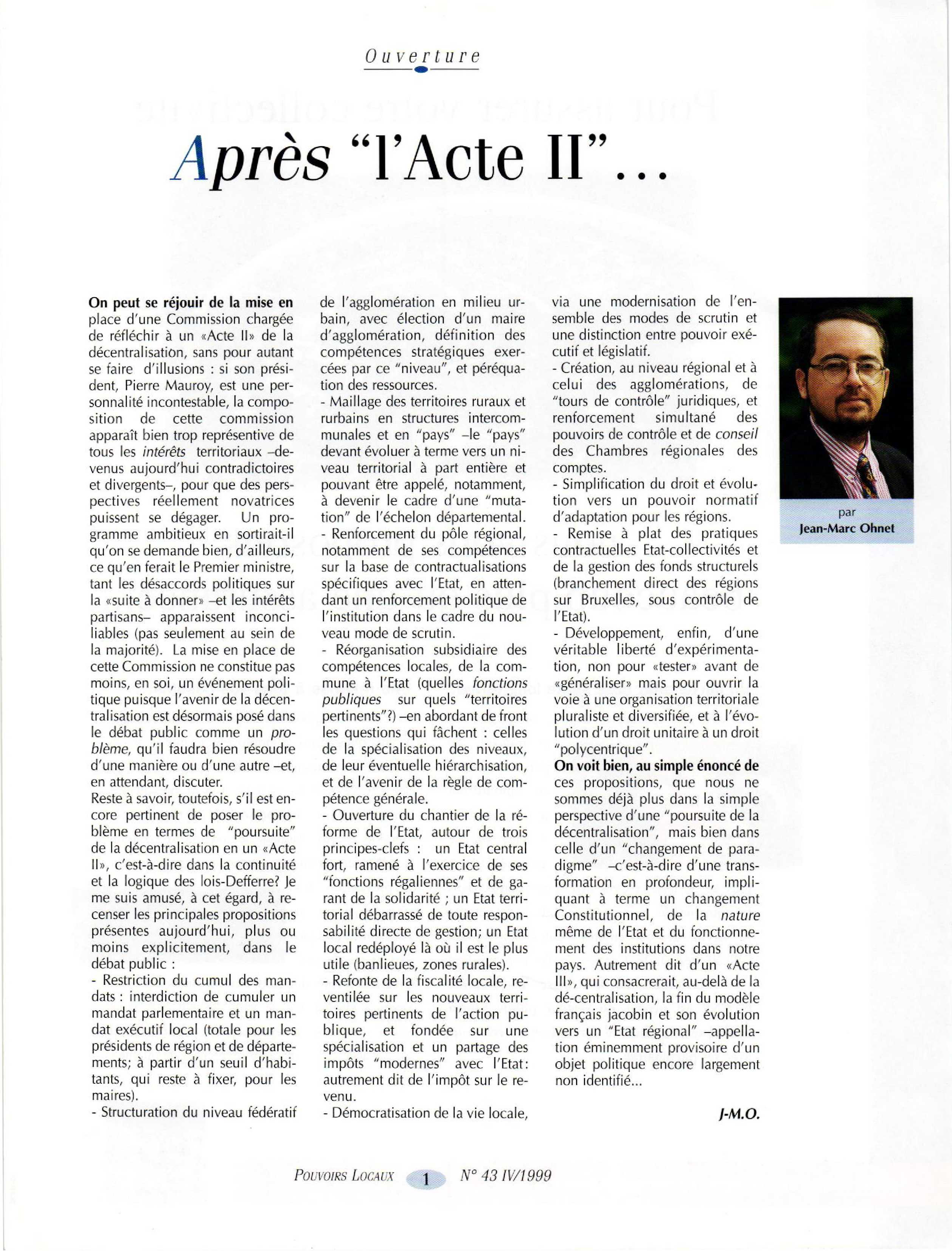 Article : Après « l’acte II »...