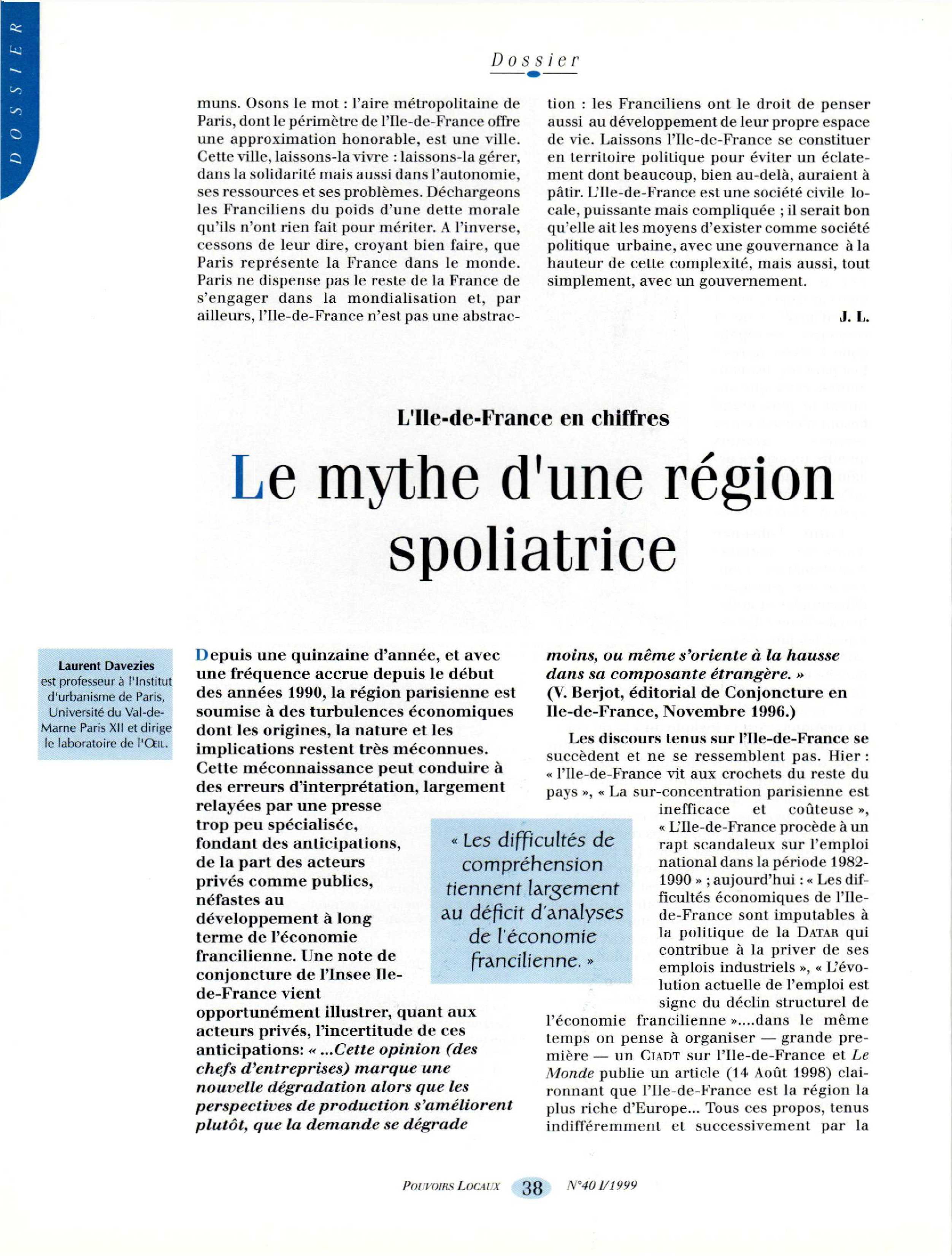Article : Ile-de-France en chiffres - Le mythe d’une région spoliatrice