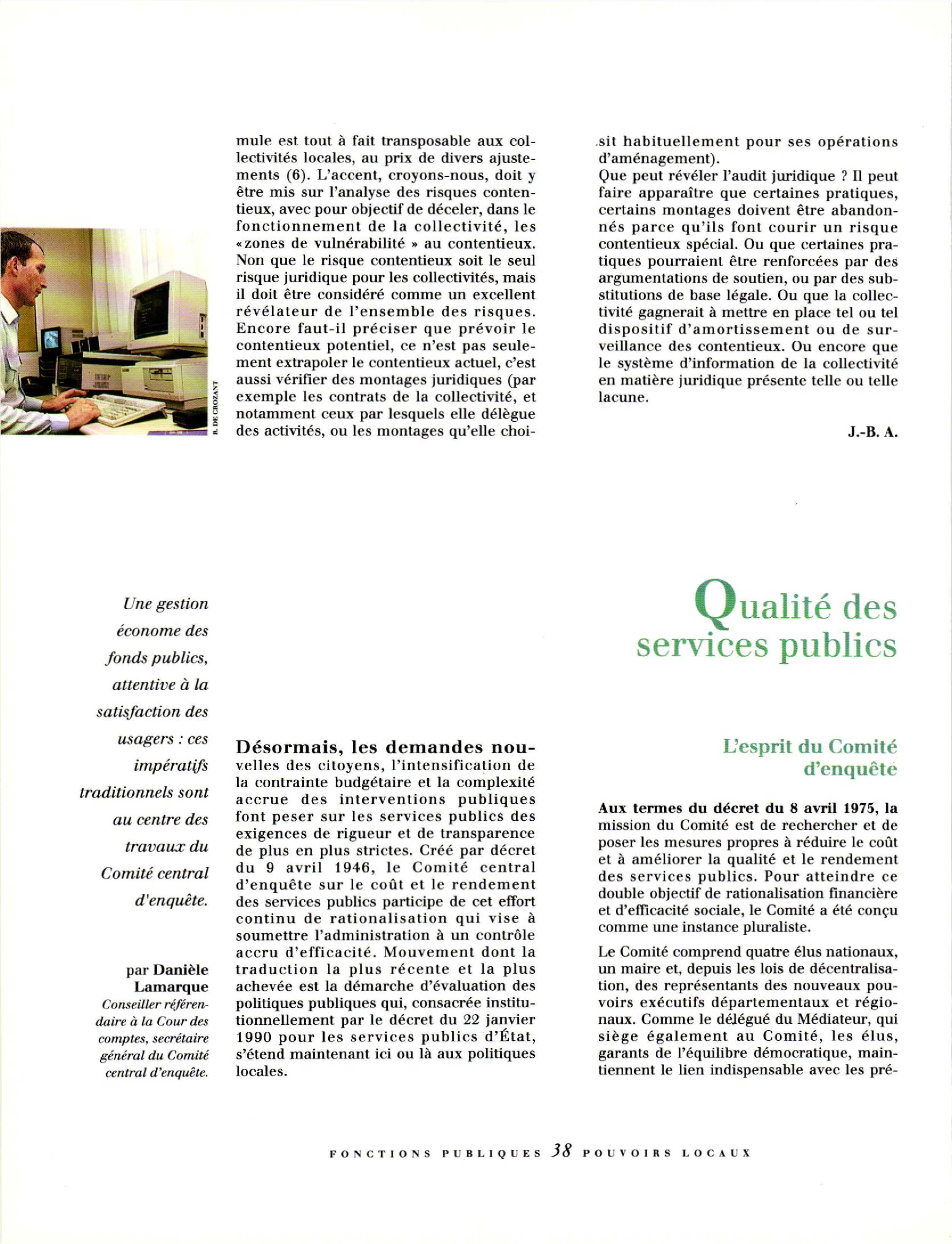 Article : Qualité des services publics