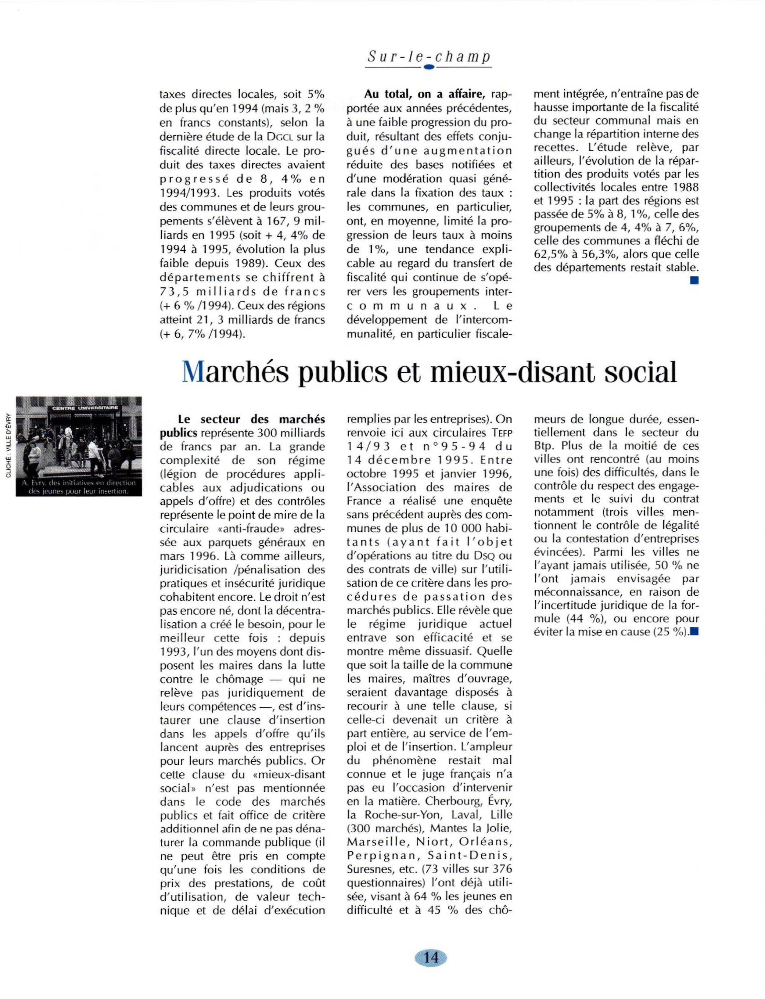 Article : Marchés publics et mieux-disant social