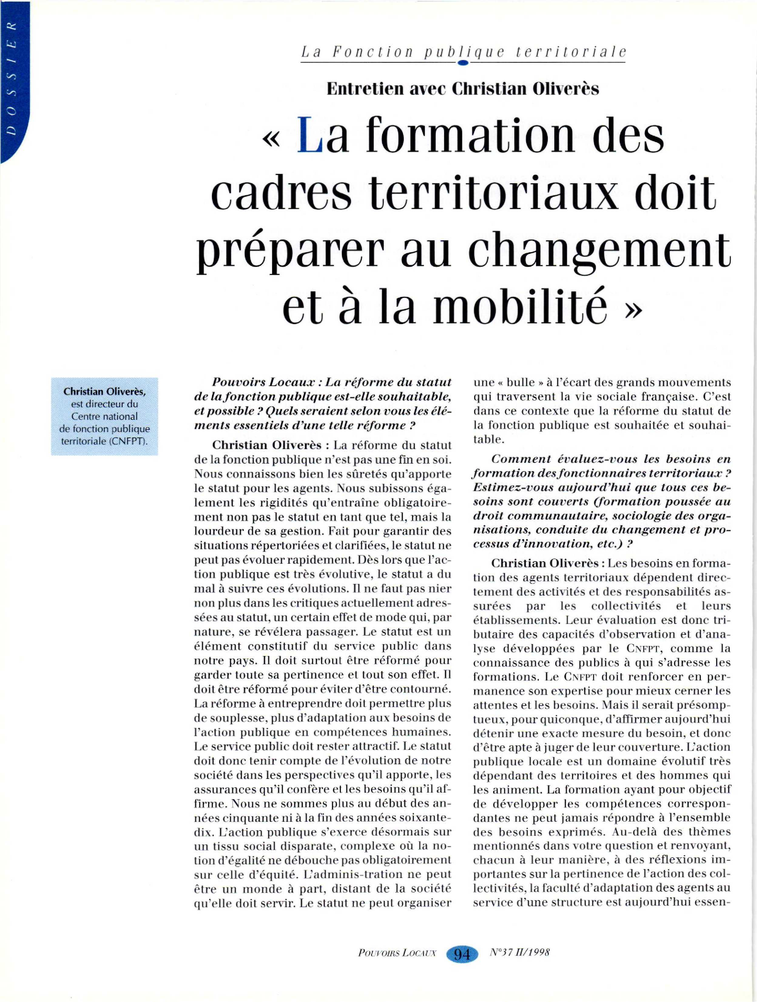 Article :  Entretien avec Christian Oliverès