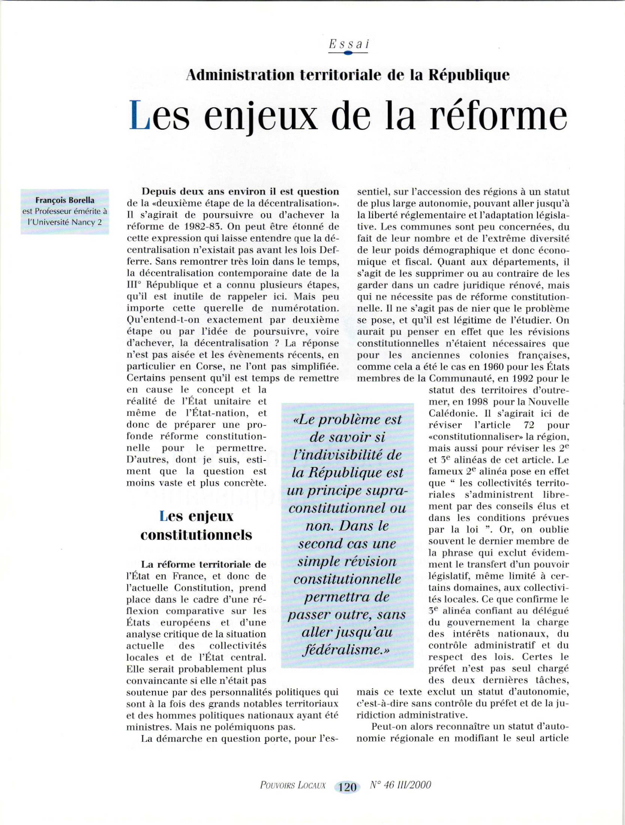 Article : Administration territoriale de la République : les enjeux de la réforme
