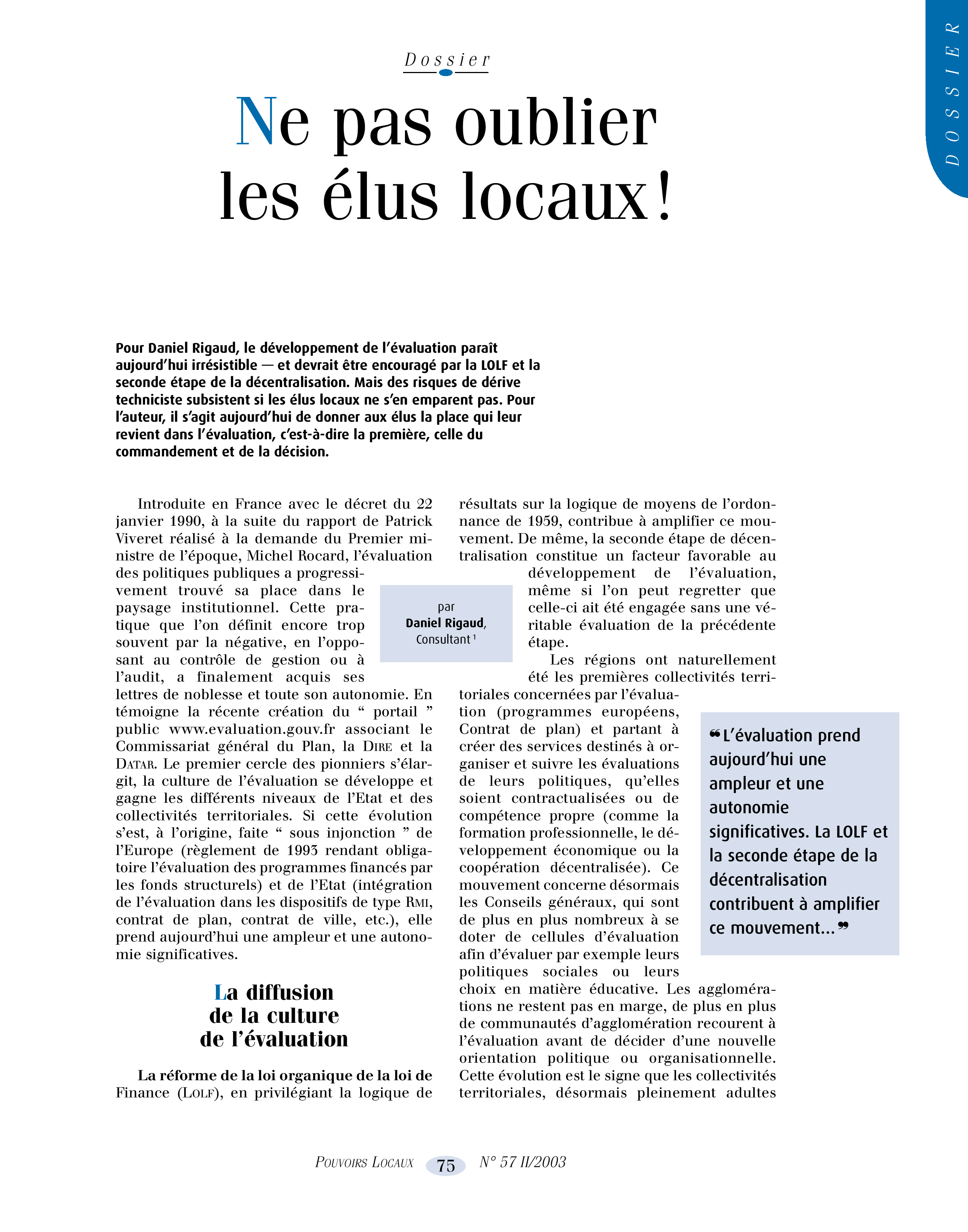 Article : Ne pas oublier les élus locaux