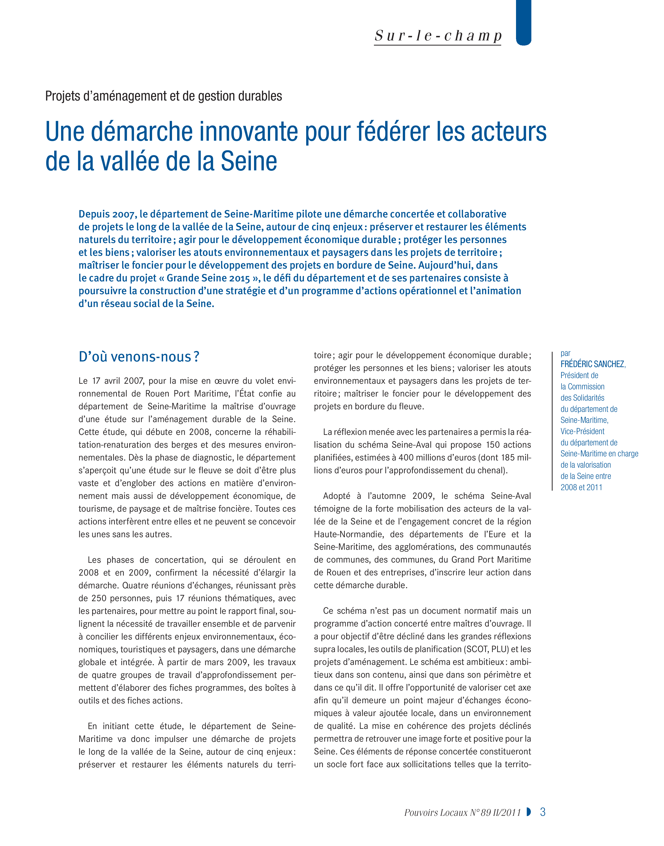 Article : Une démarche innovante pour fédérer les acteurs la vallée de la Seine