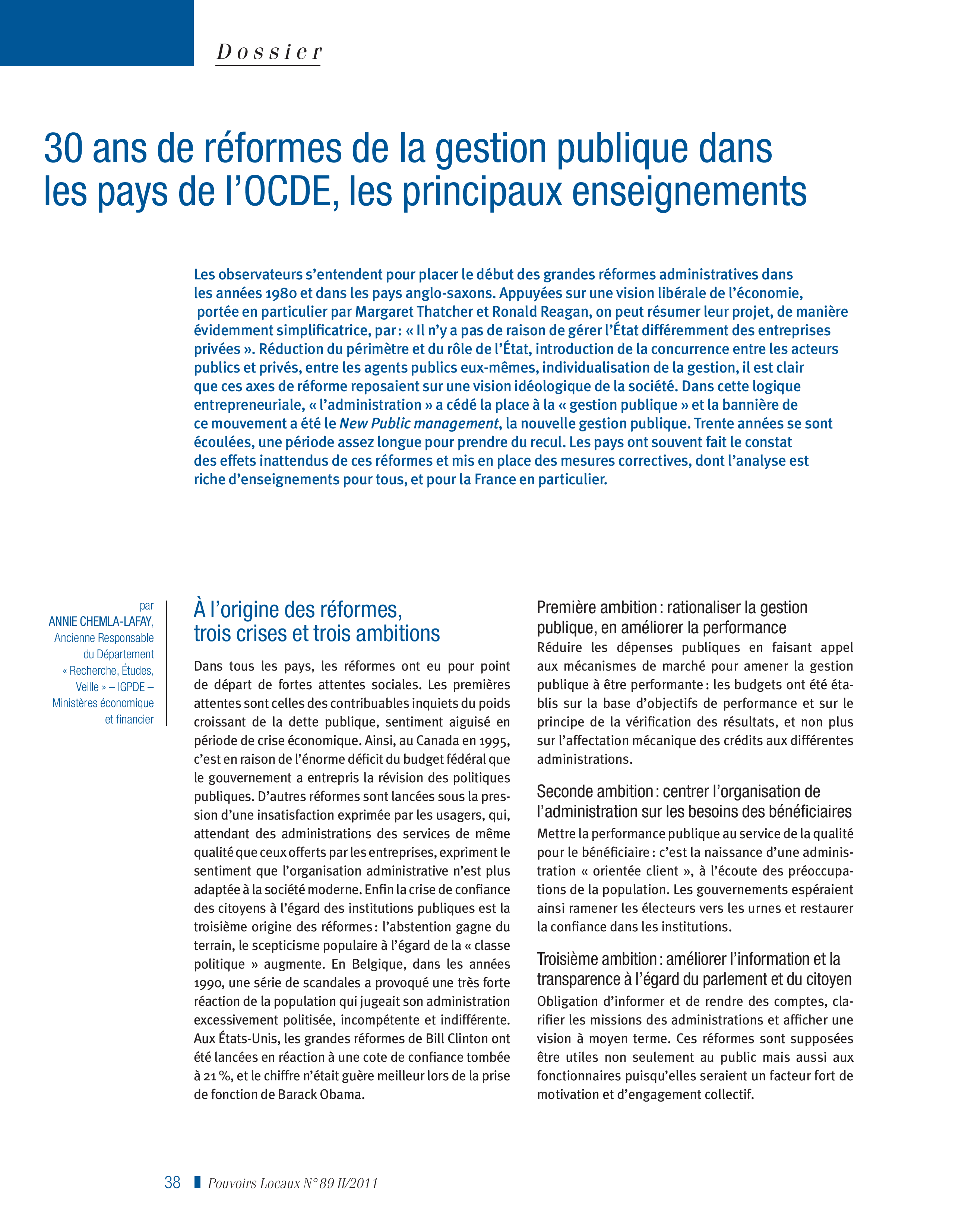 Article : 30 ans de réformes de la gestion publique dans les pays de l’OCDE, les principaux enseignements