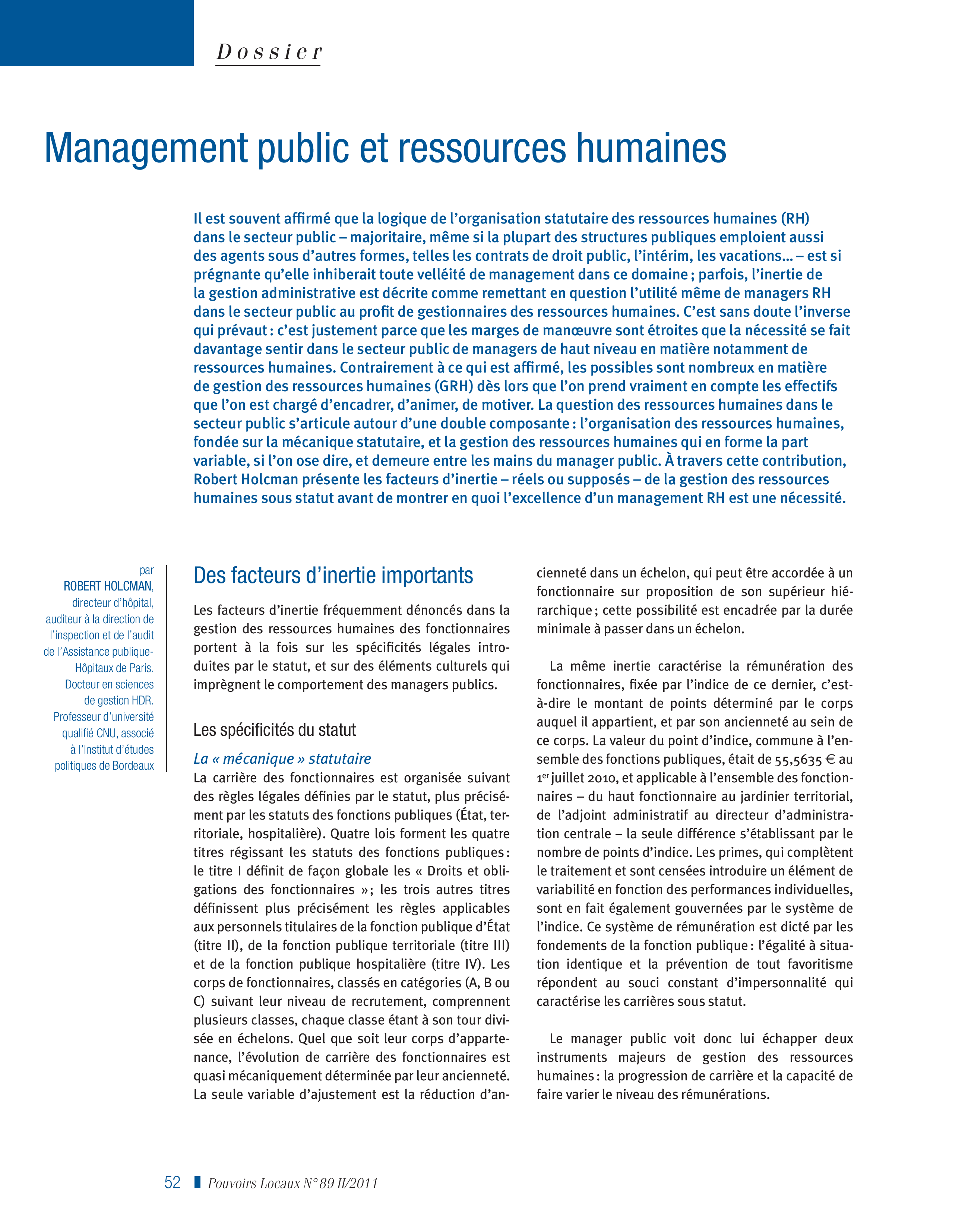 Article : Management public et ressources humaines