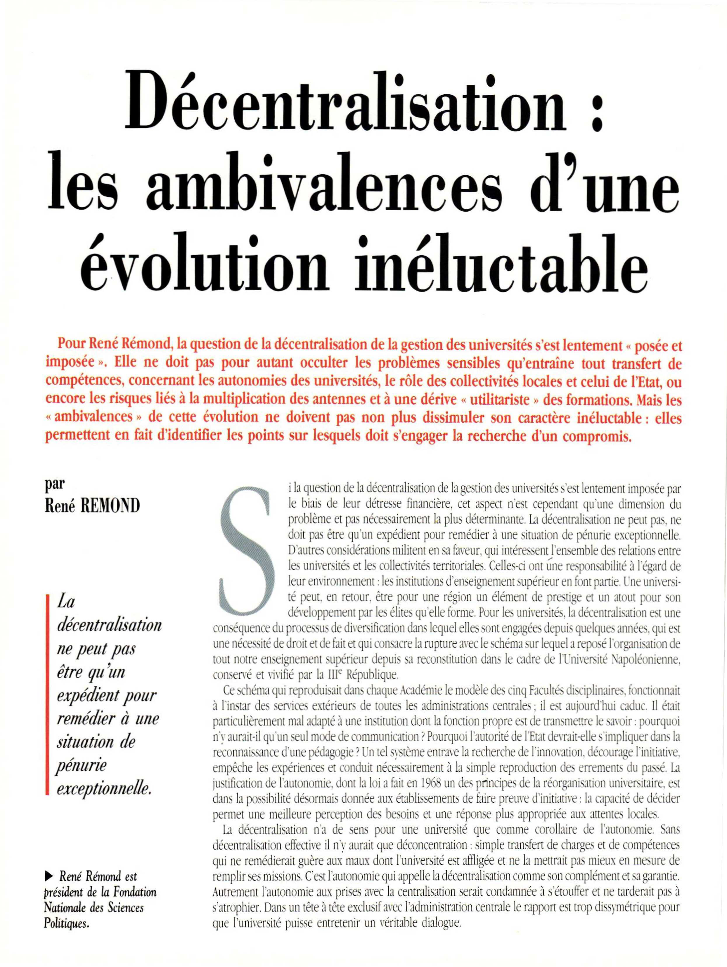 Article : Décentralisation : les ambivalences d’une évolution inéluctable