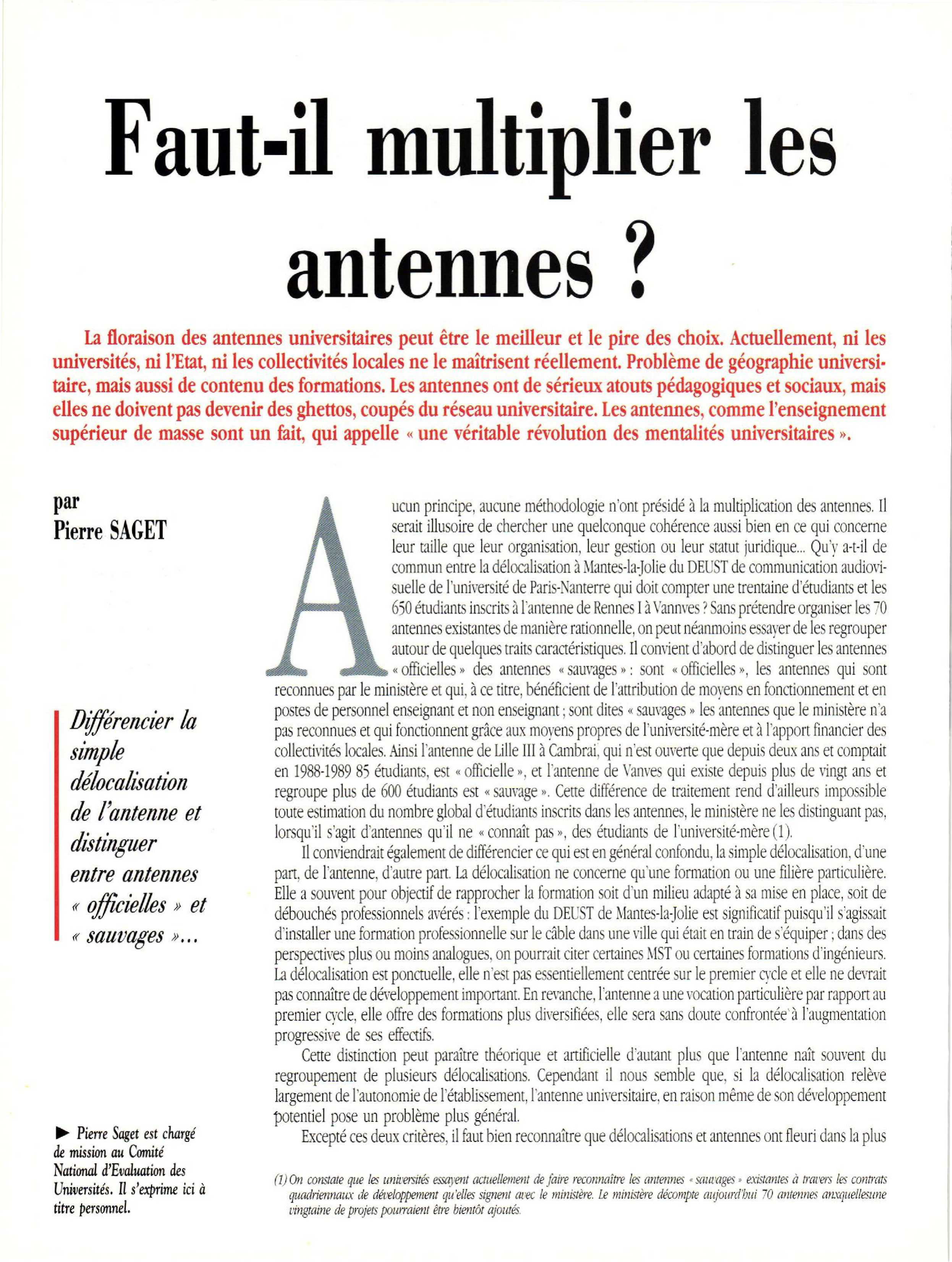 Article : Faut-il multiplier les antennes ?