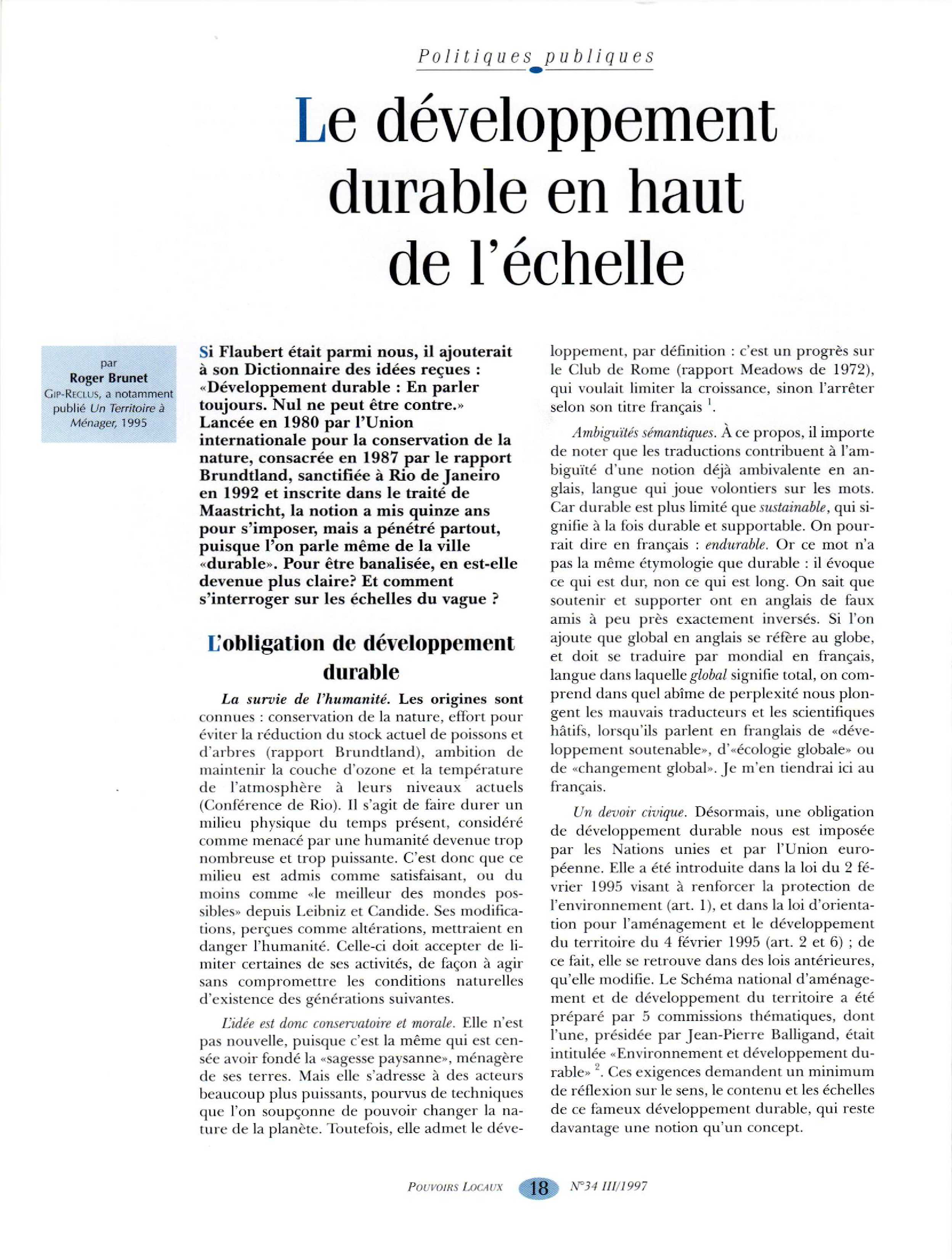 Article : Le développement durable en haut de l’échelle