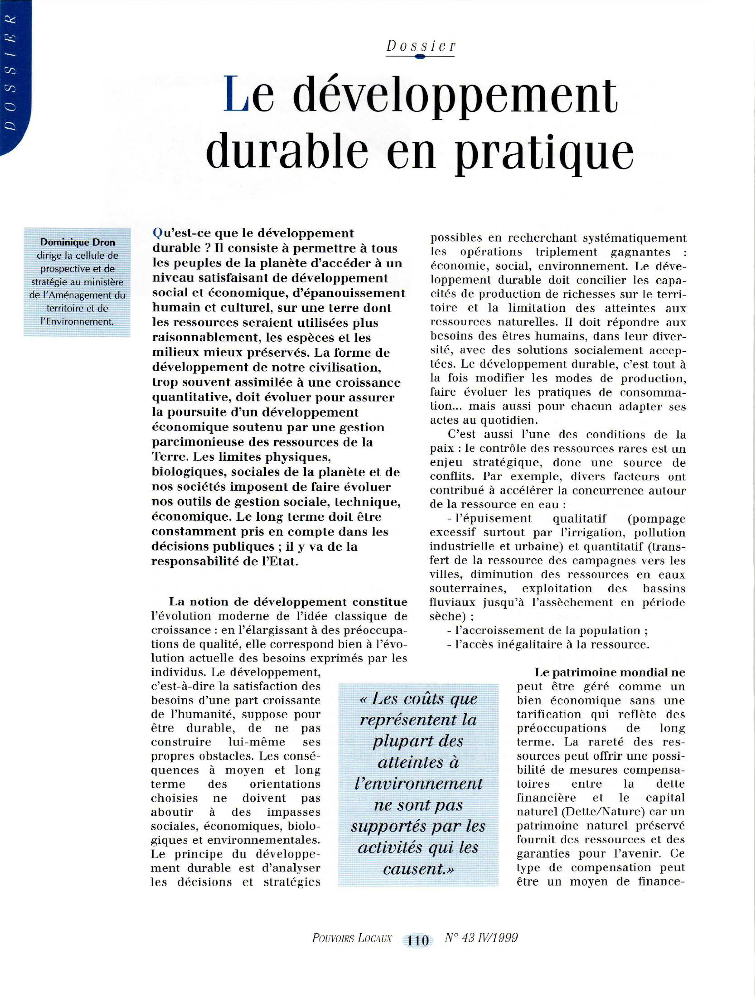 Article : Le développement durable en pratique