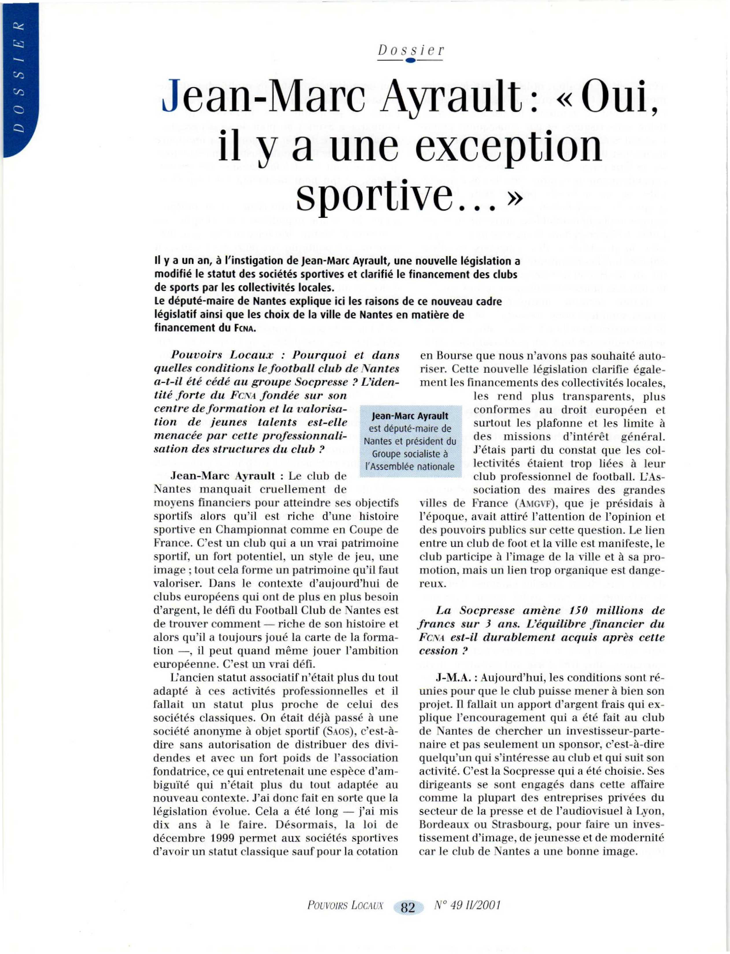 Article : « Oui, il y a une exception sportive »