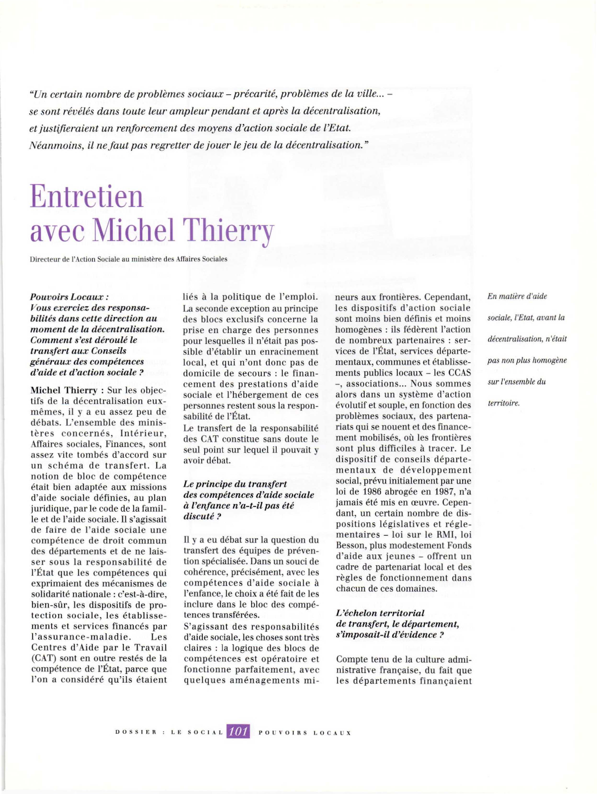 Article : Le travail social - Entretien avec Thierry M.
