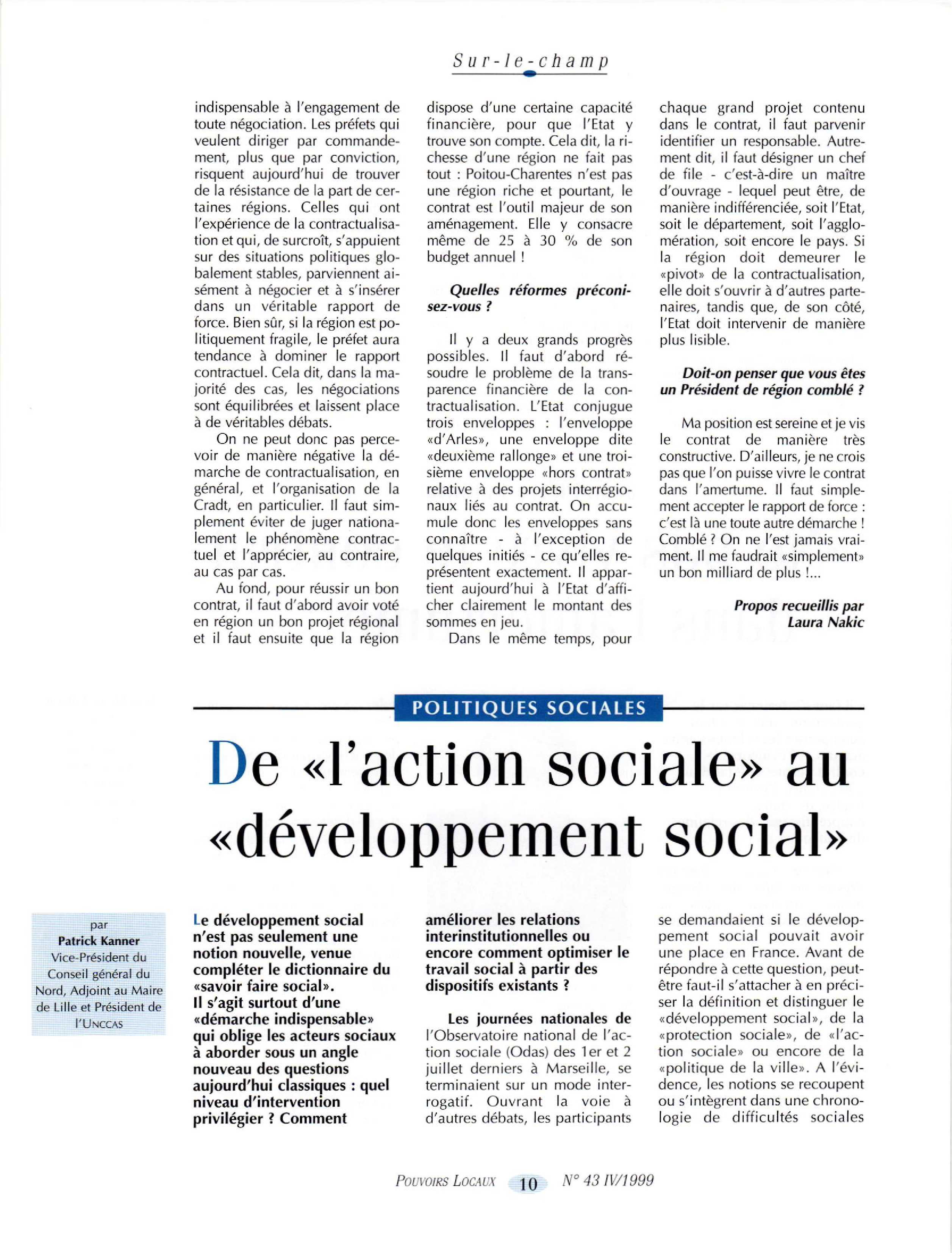 Article : De « l’action sociale » au « développement social »