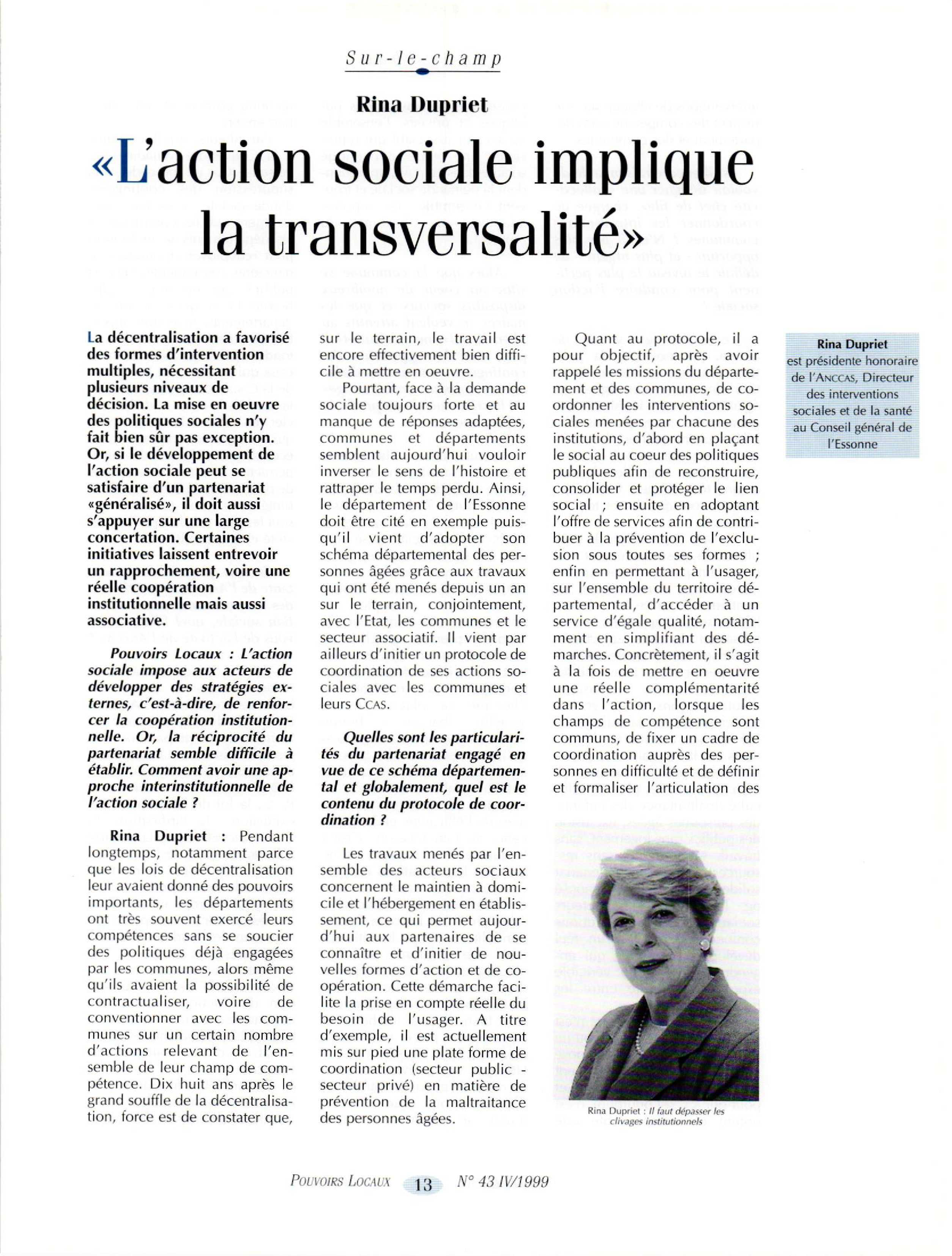 Article : Entretien avec Rina Dupriet