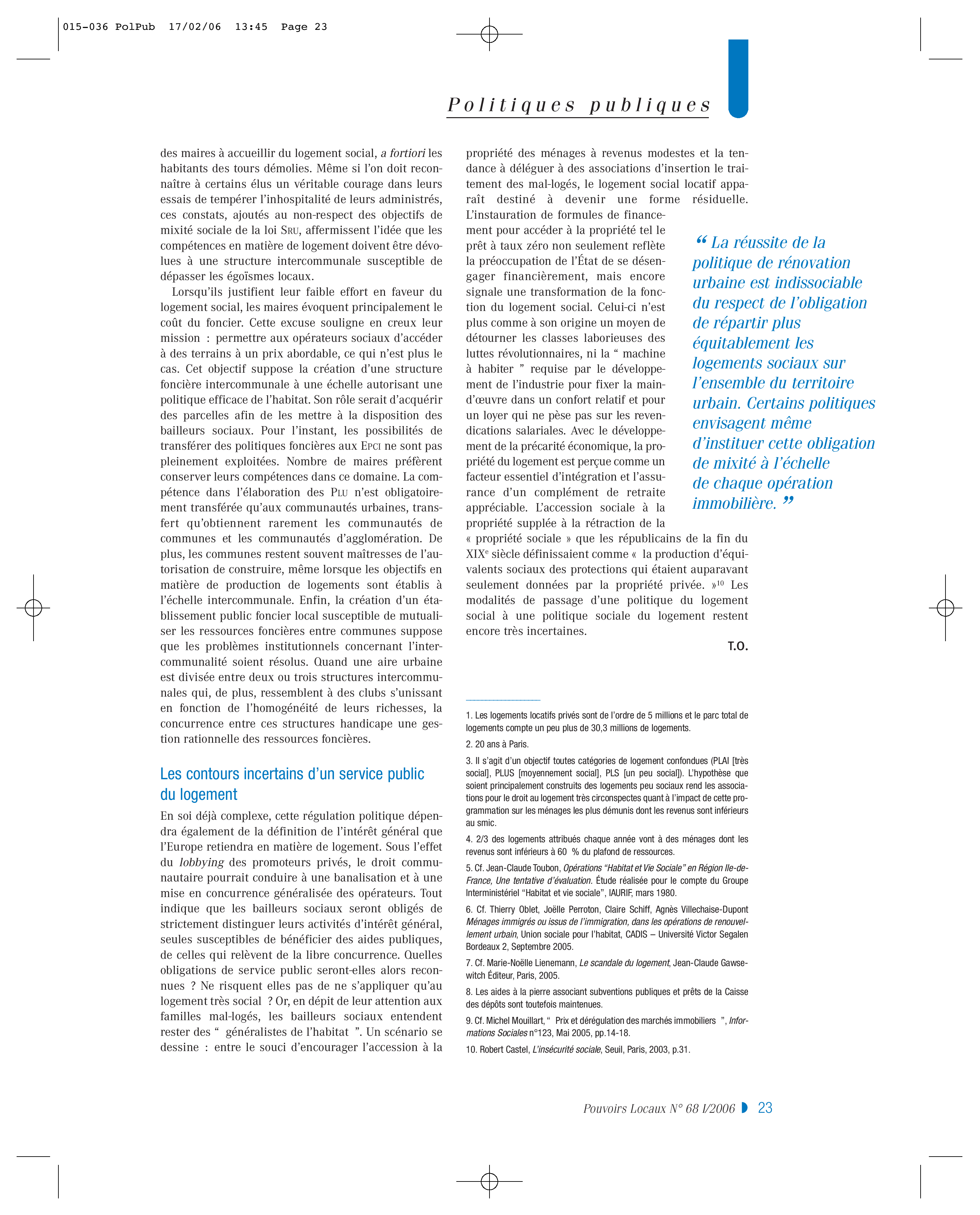 Article : Logements sociaux et populaires : tendances et expériences en Europe