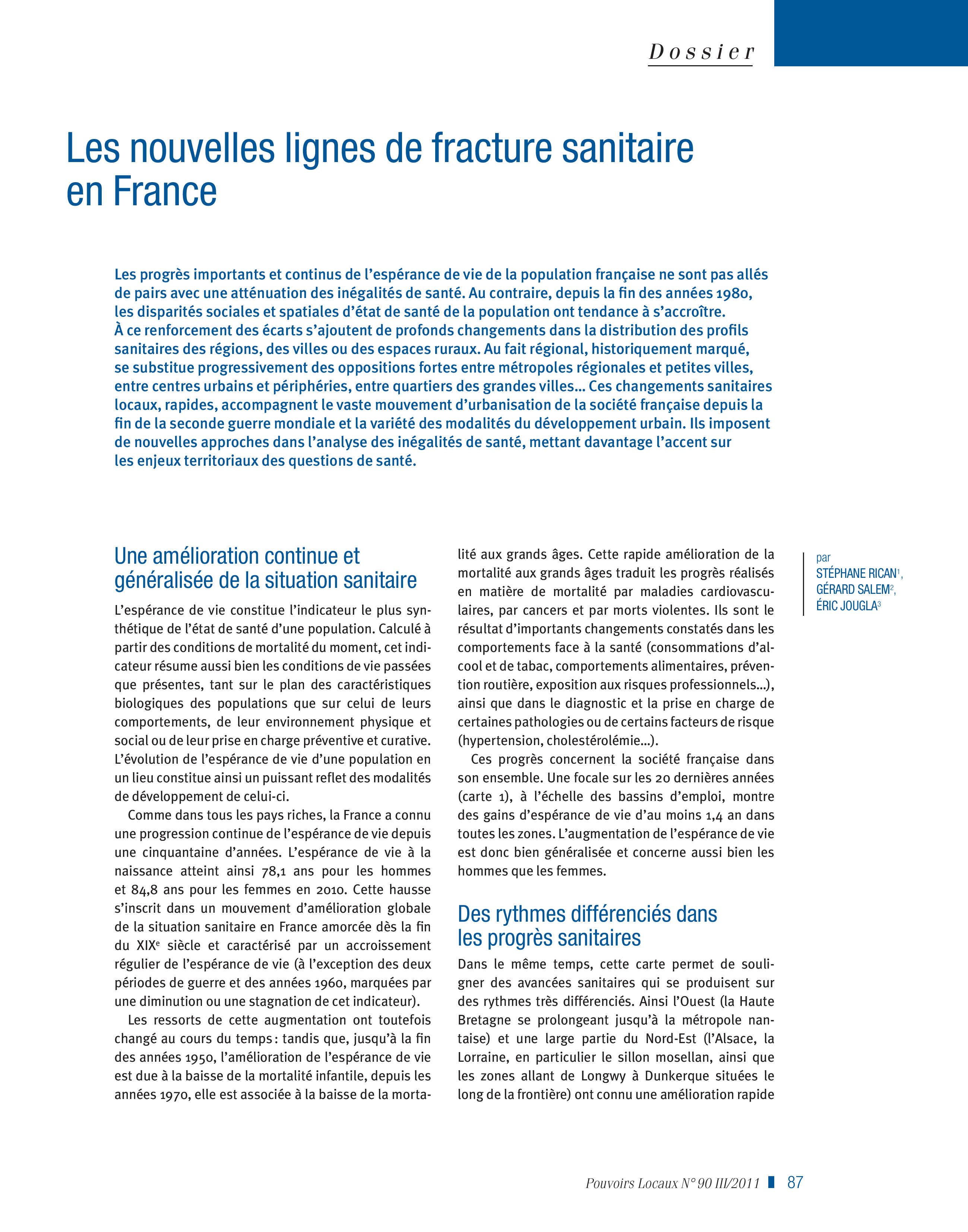 Article : Les nouvelles lignes de fracture sanitaire en France