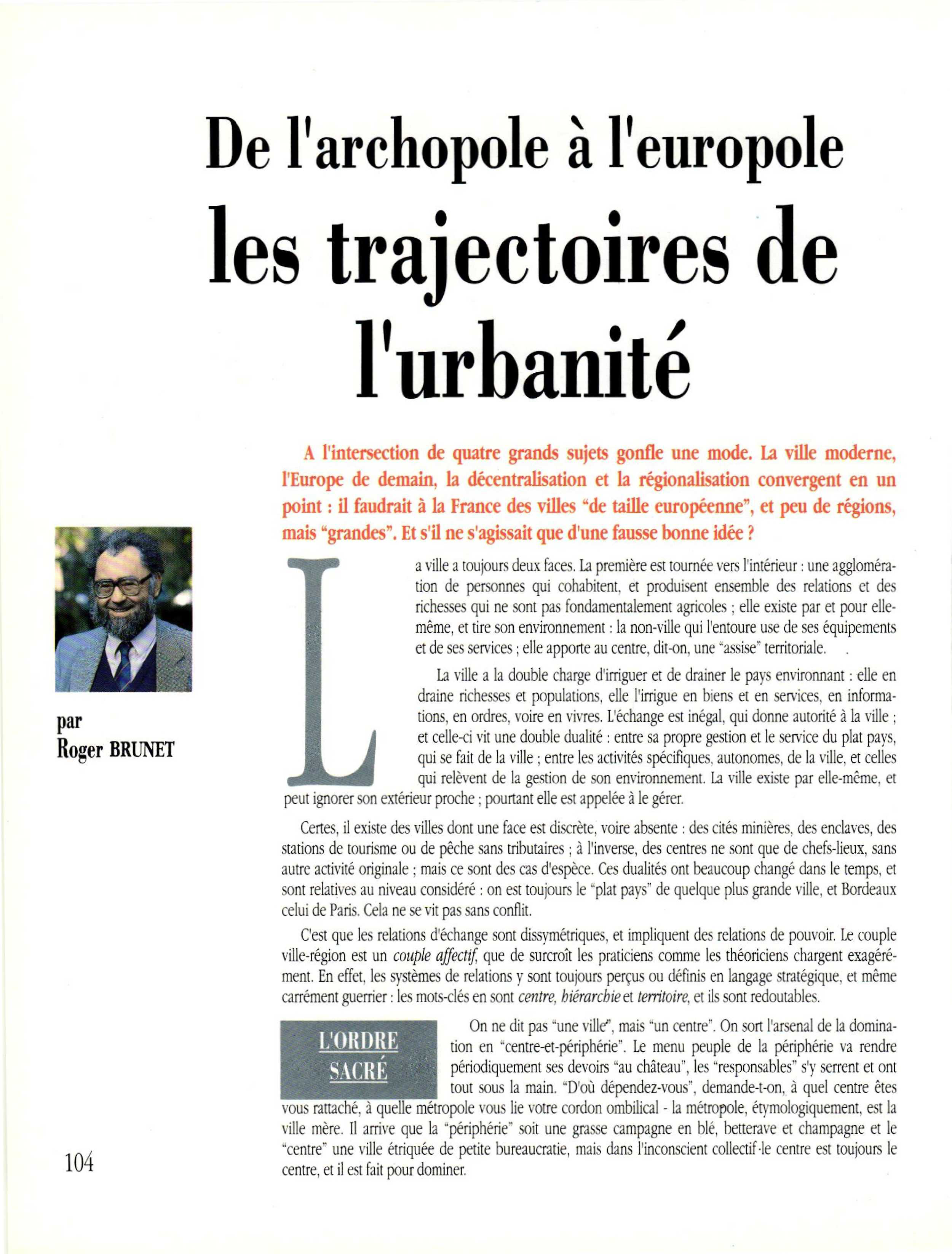 Article : De l’archopole à l’Europole : les trajectoires de l’urbanité