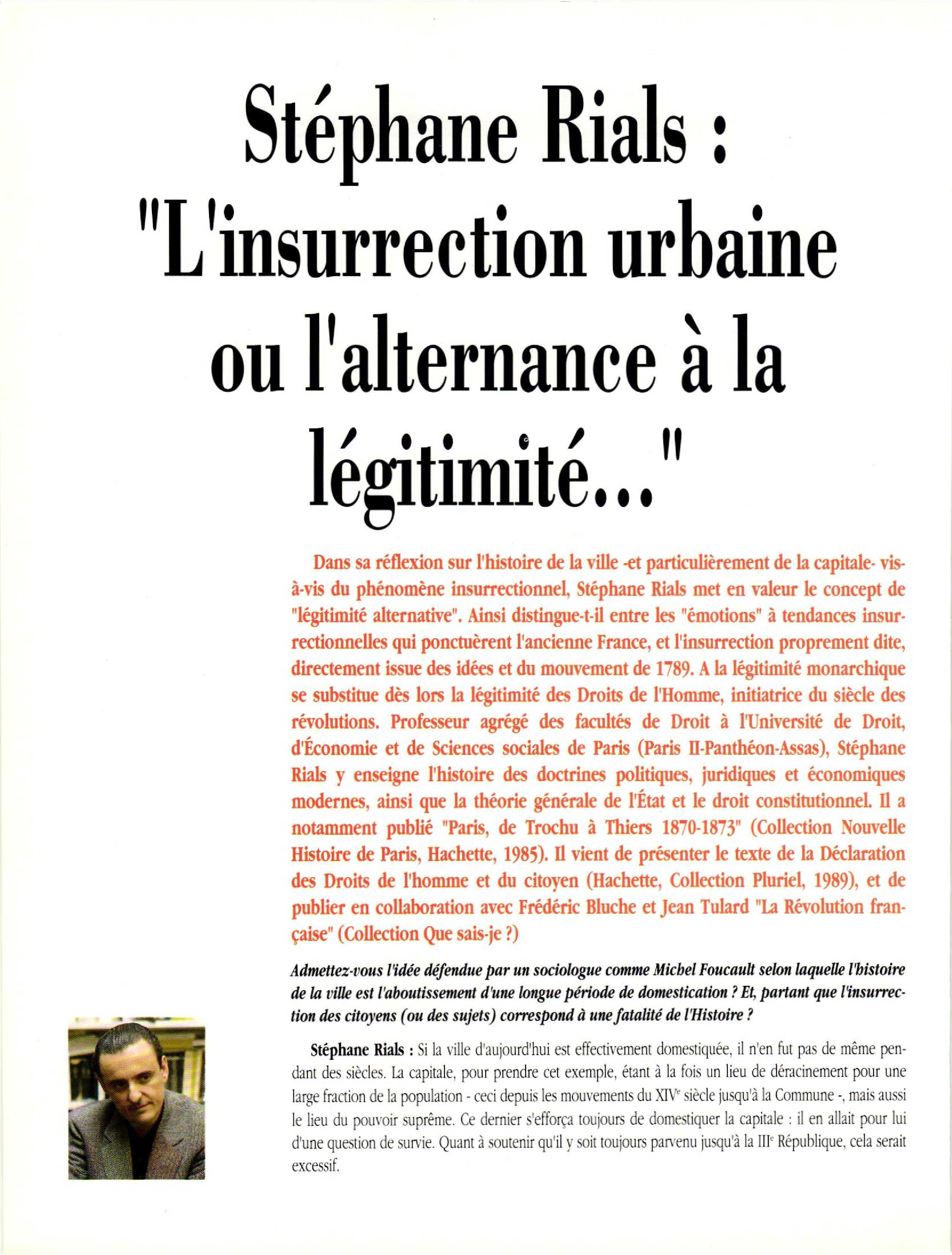 Article : L’insurrection urbaine ou l’alternance à la légitimité...