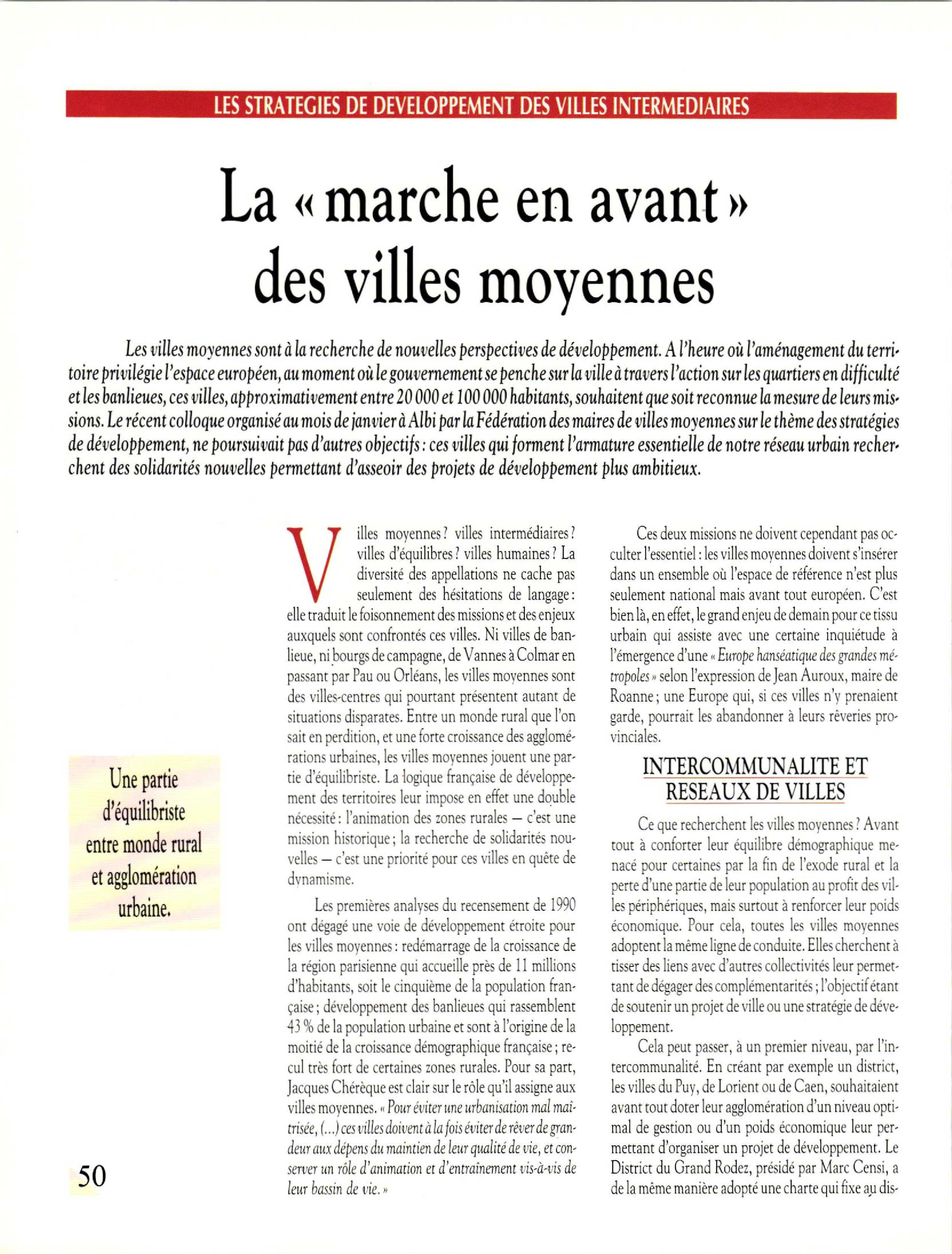 Article : La marche en avant des villes européennes