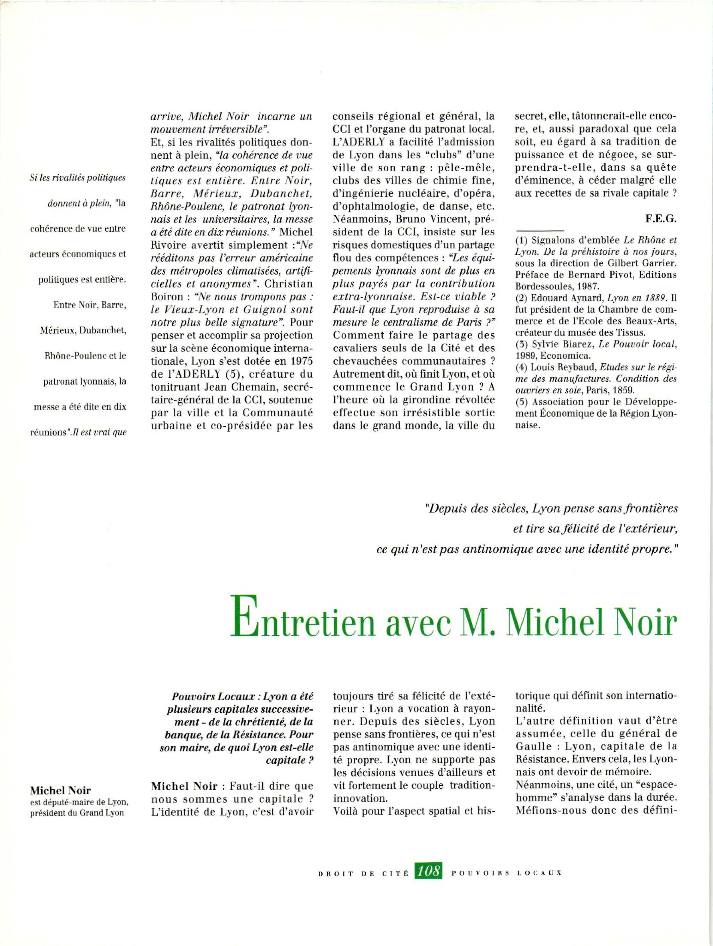 Article : Entretien avec Michel Noir