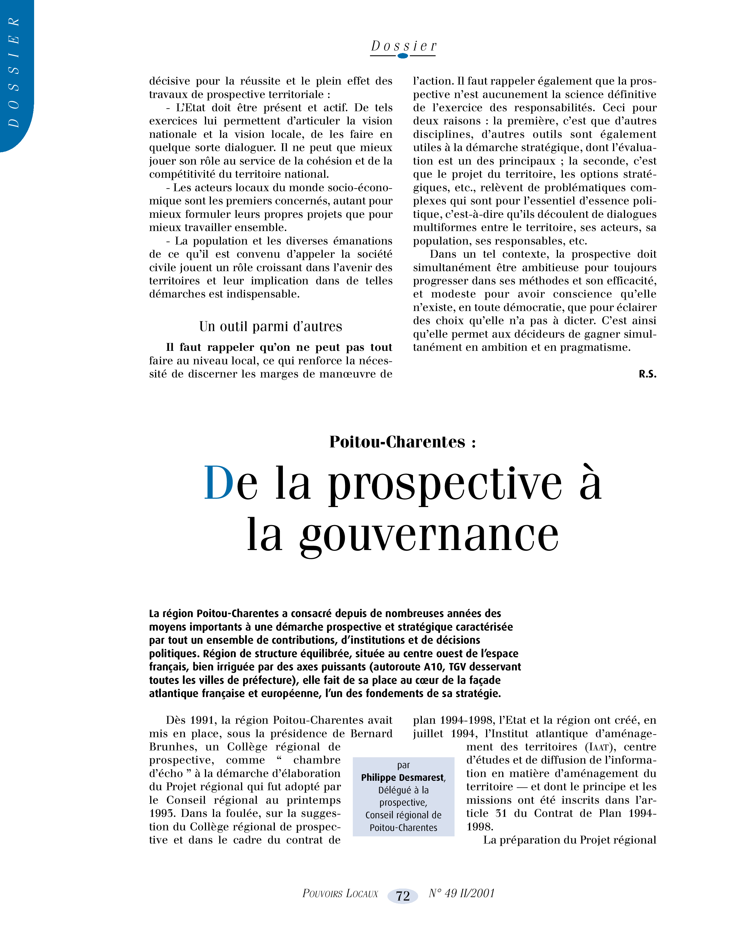 Article : Poitou-Charentes : de la prospective à la gouvernance