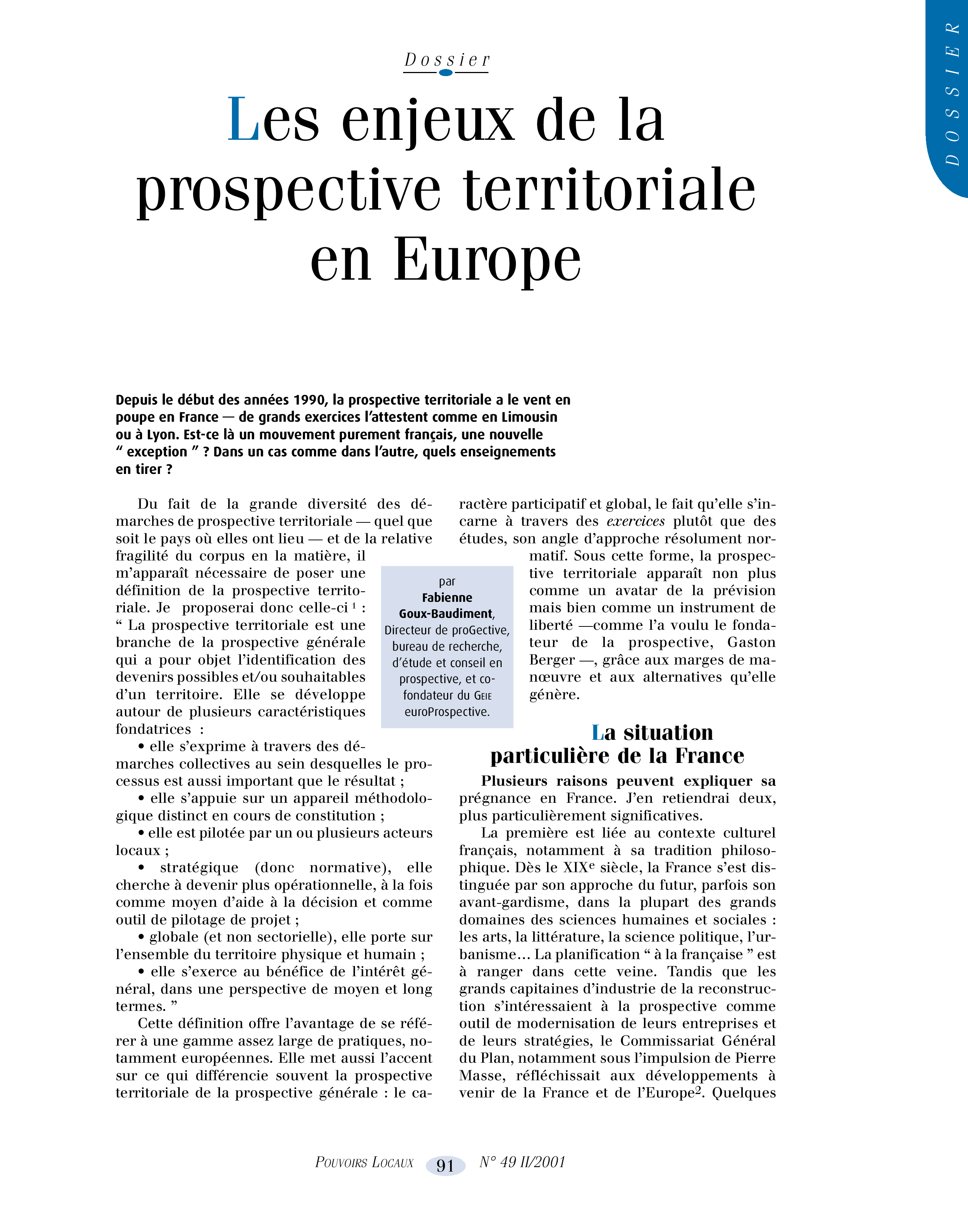 Article : Les enjeux de la prospective territoriale en Europe