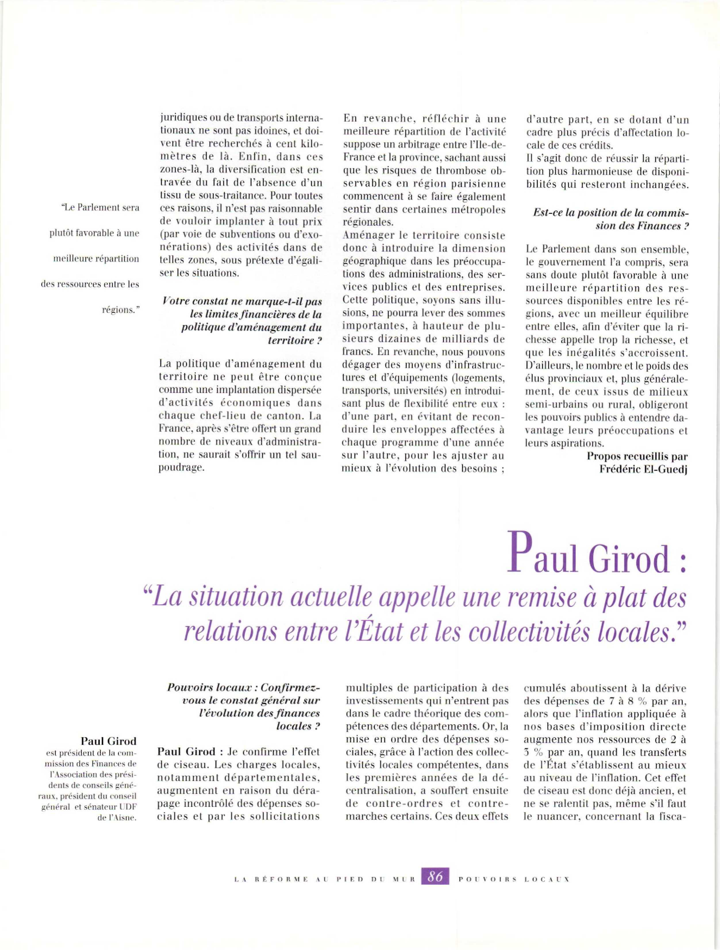 Article : Entretien avec Girod P.