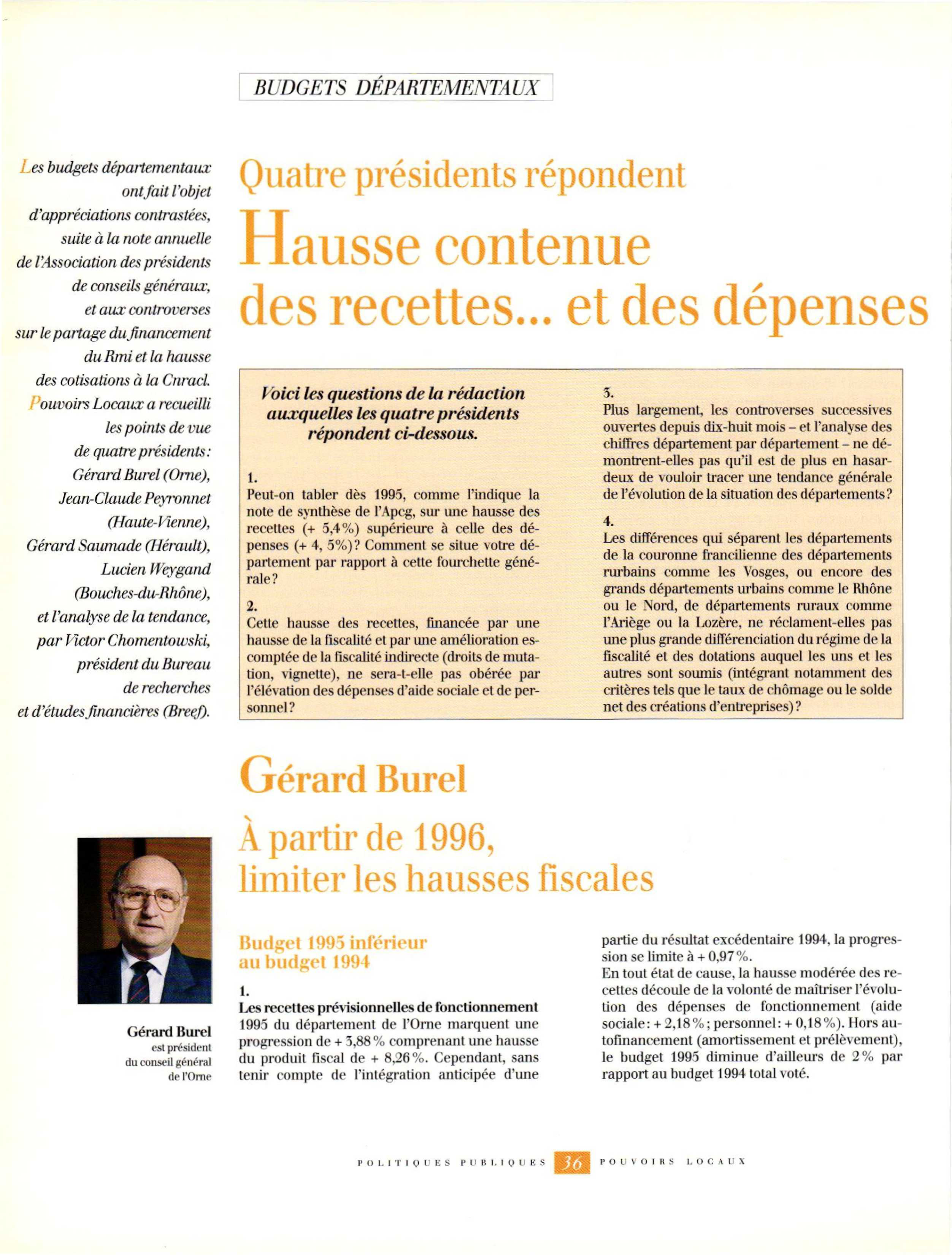 Article : Budgets départementaux. Hausse contenue des recettes... et des dépenses