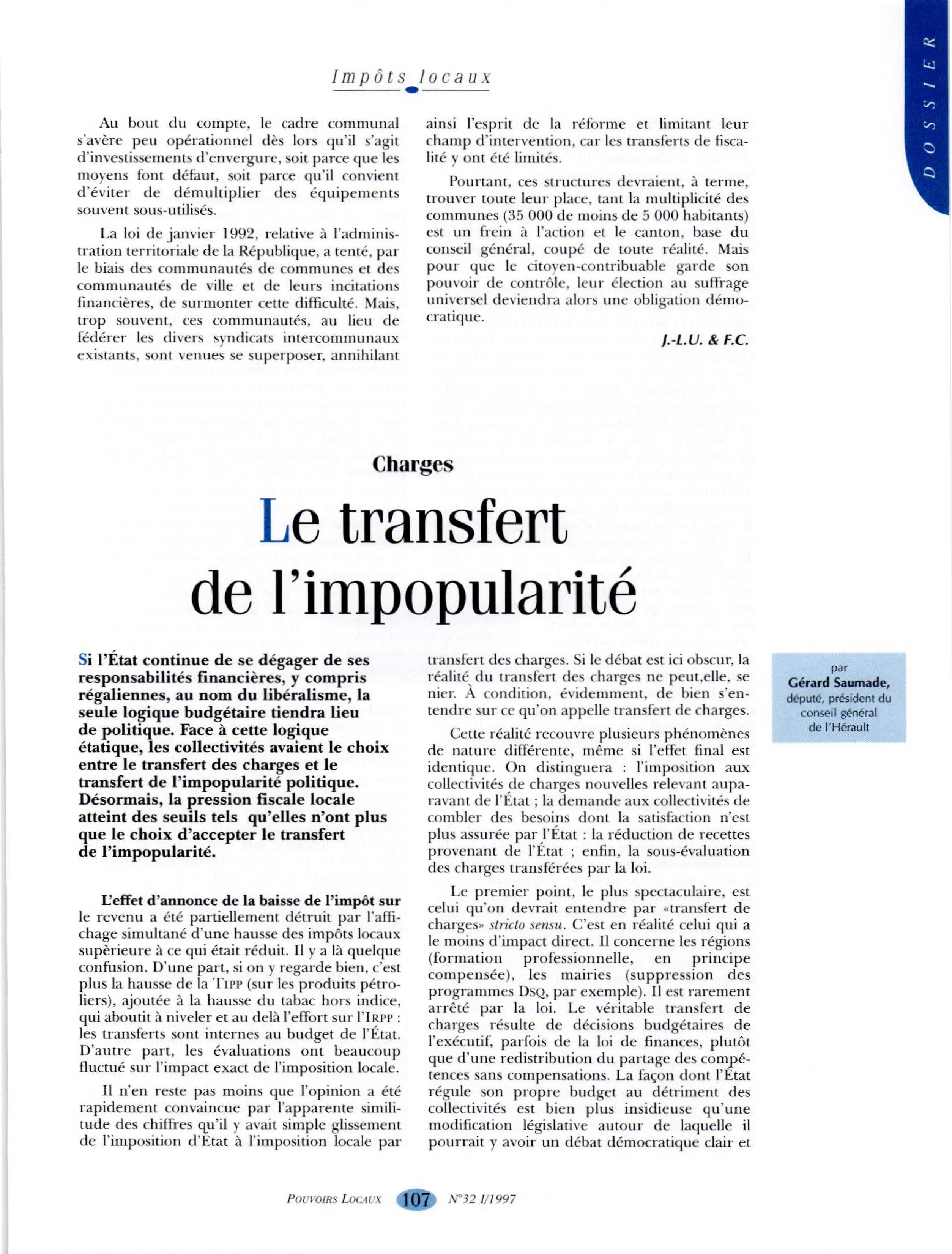 Article : Impôts : le transfert de l’impopularité