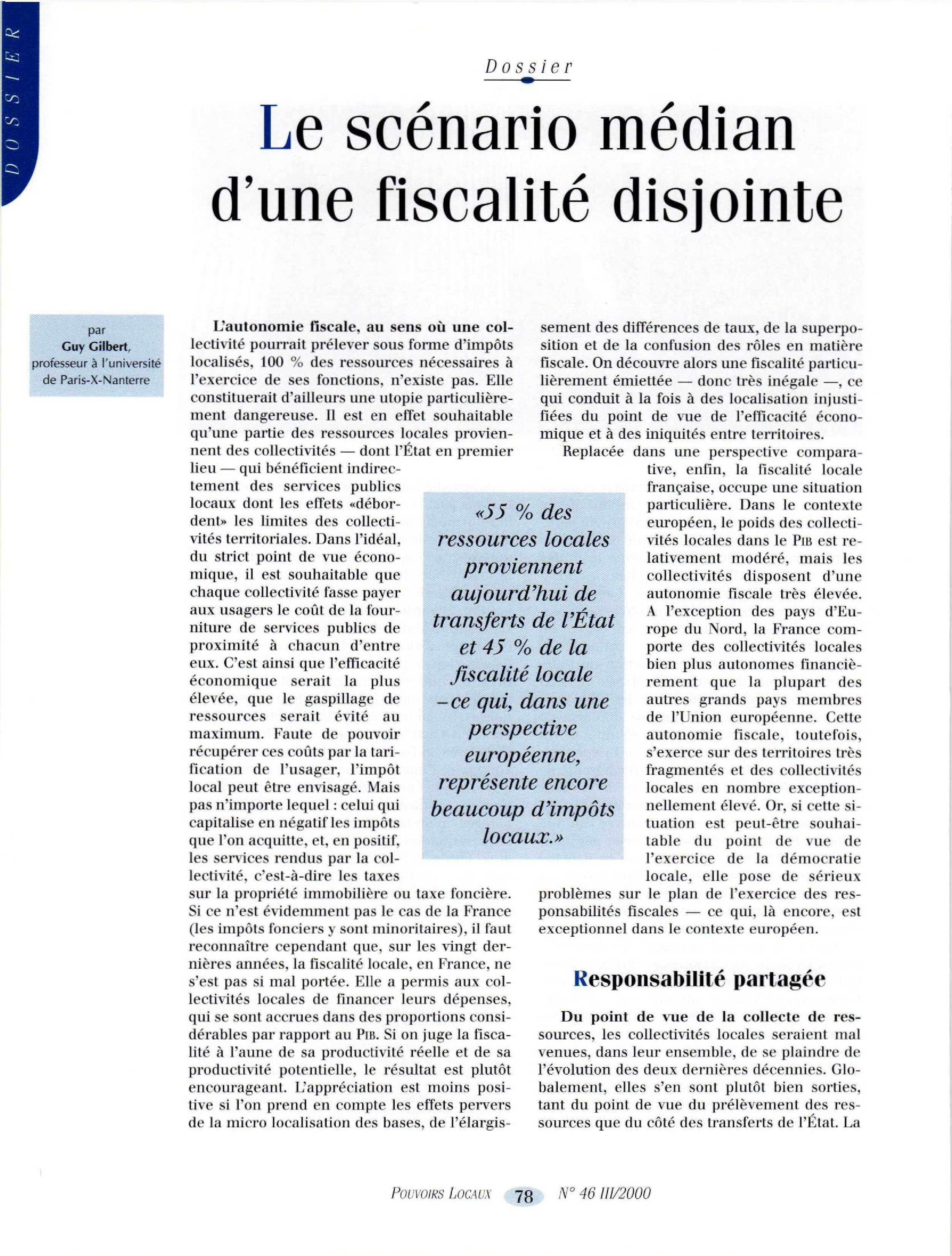 Article : Le scénario médian d’une fiscalité disjointe