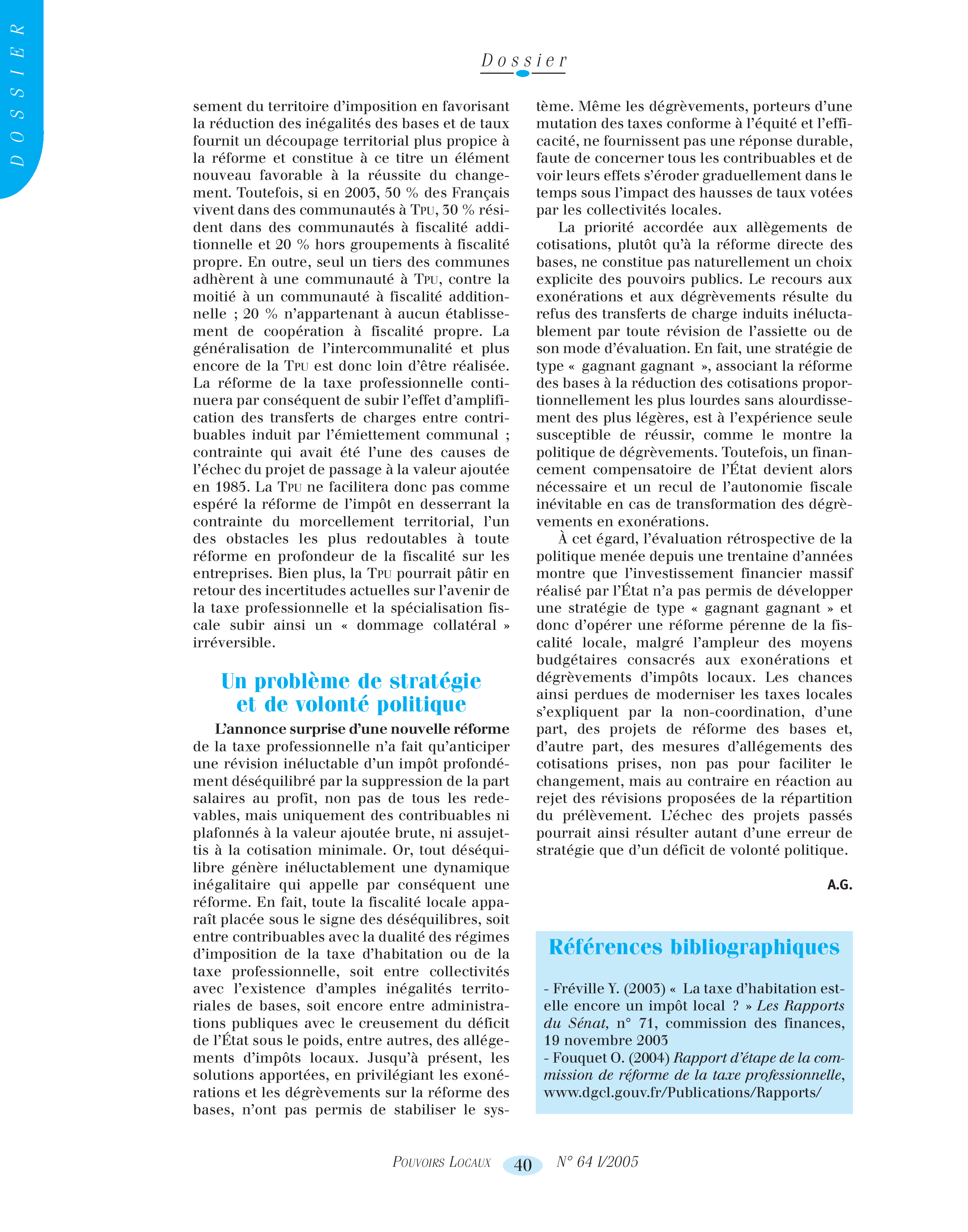 Article : La réforme des critères de répartition de dotations de l’Etat