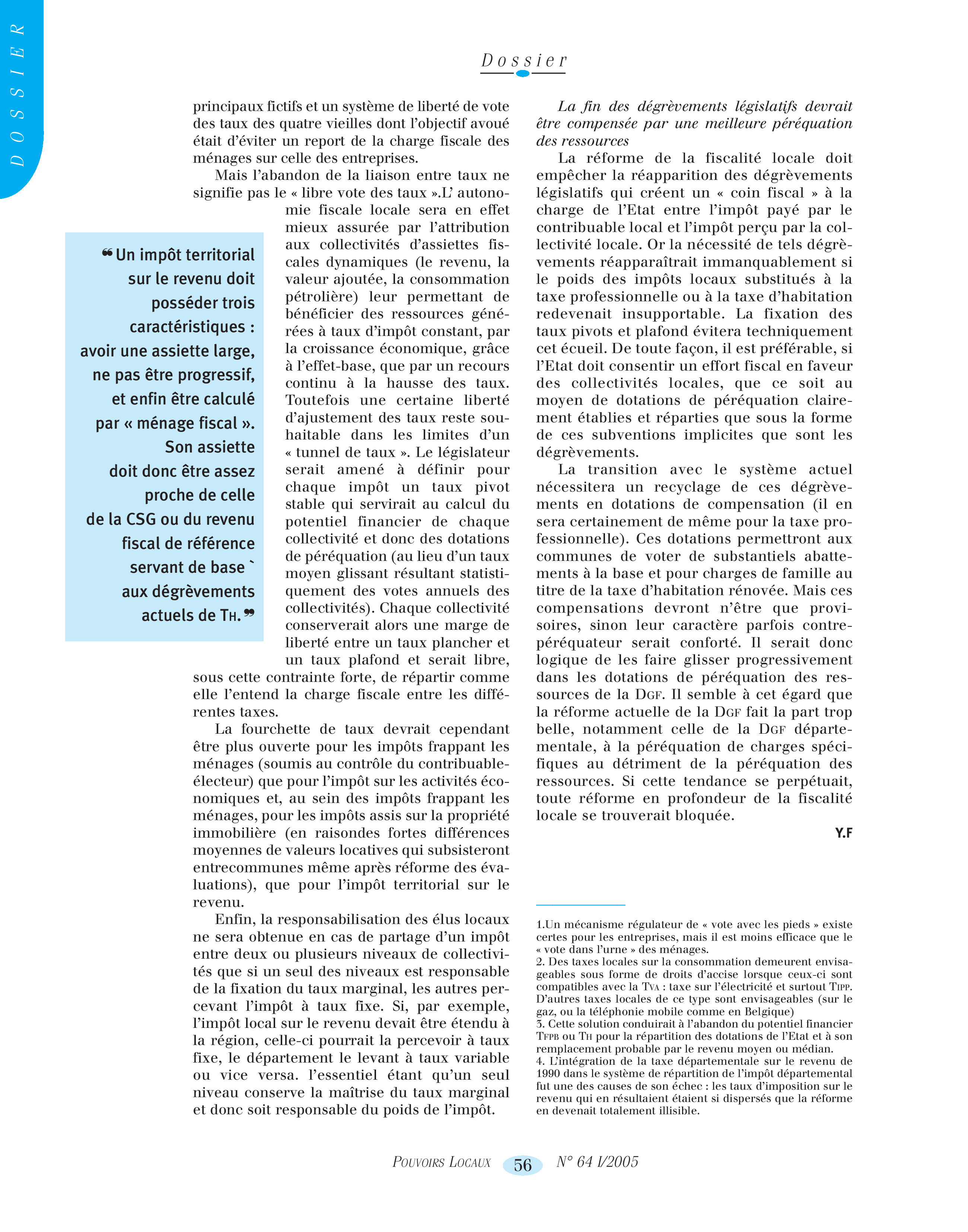 Article : Le difficile ancrage de la fiscalité aux territoires