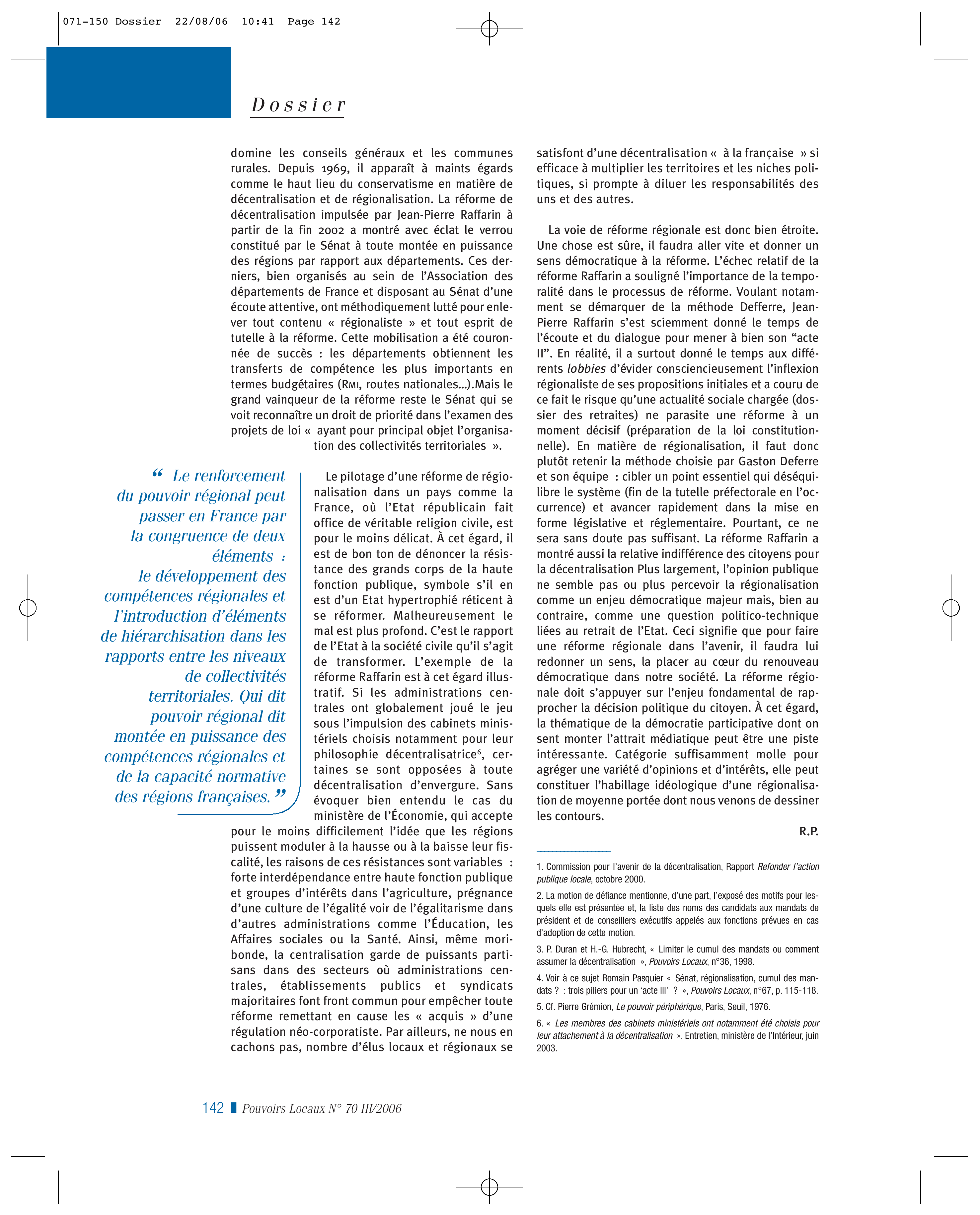 Article : Quelles réformes constitutionnelles une « régionalisation » de la France implique-t-elle ? 