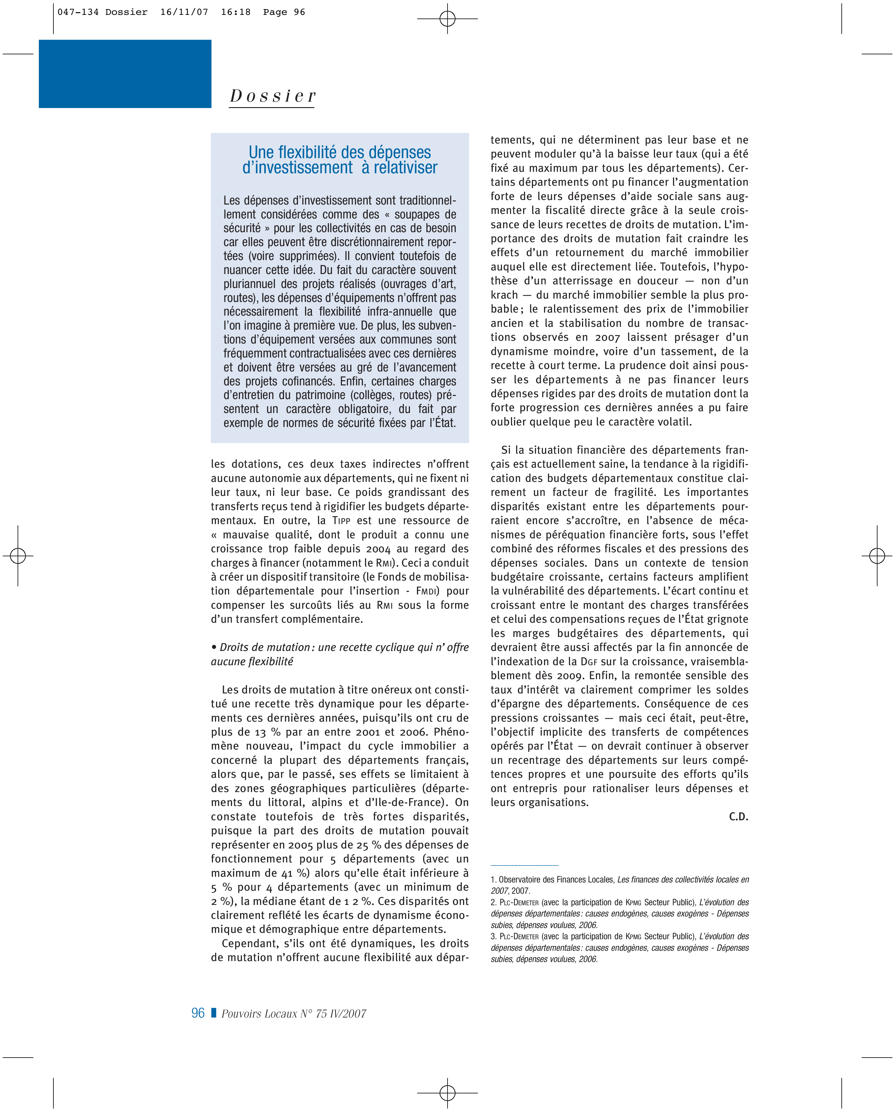 Article : « Il faut asseoir la fiscalité départementale sur l’ensemble des revenus… »