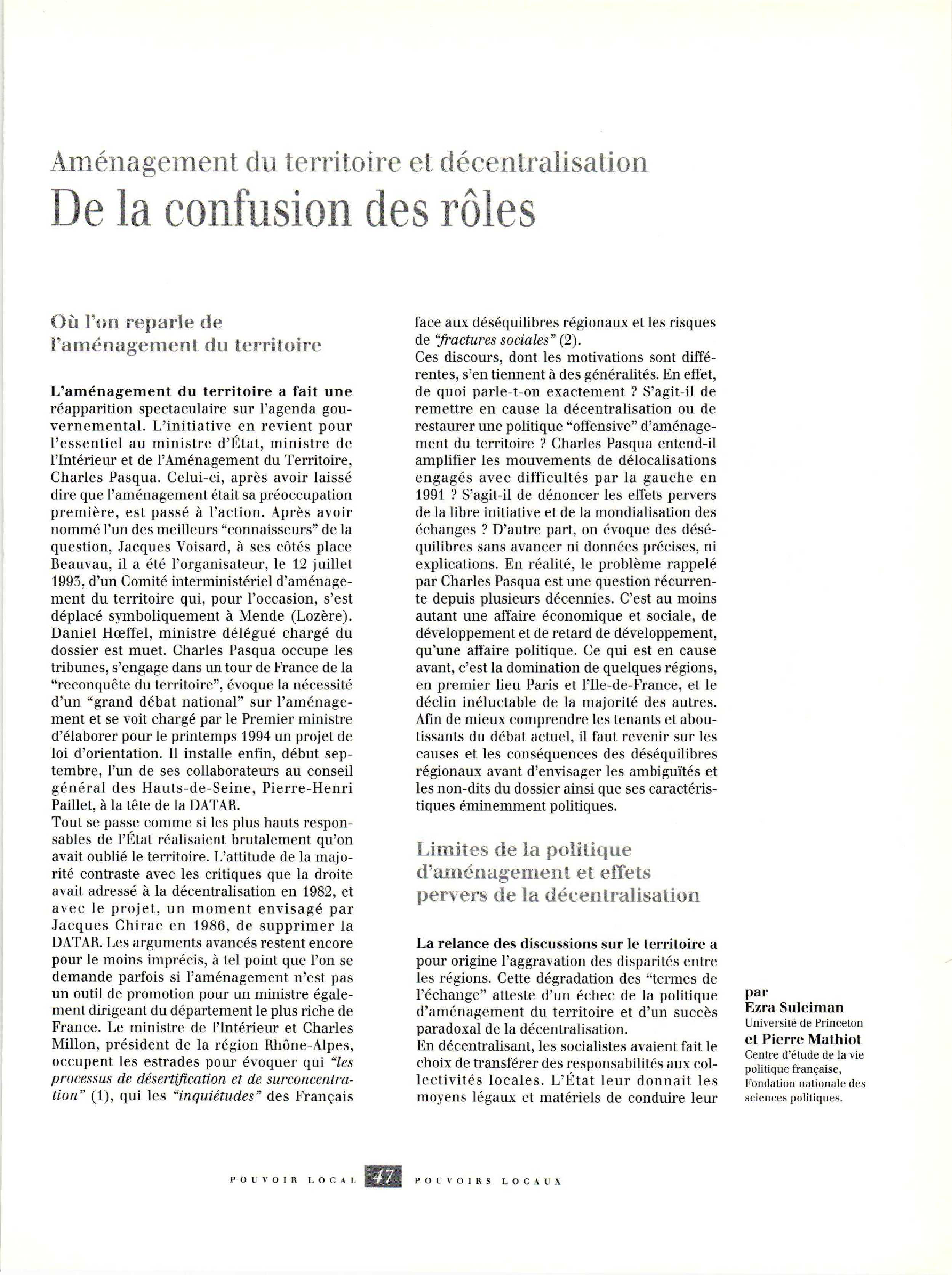 Article : De la confusion des rôles