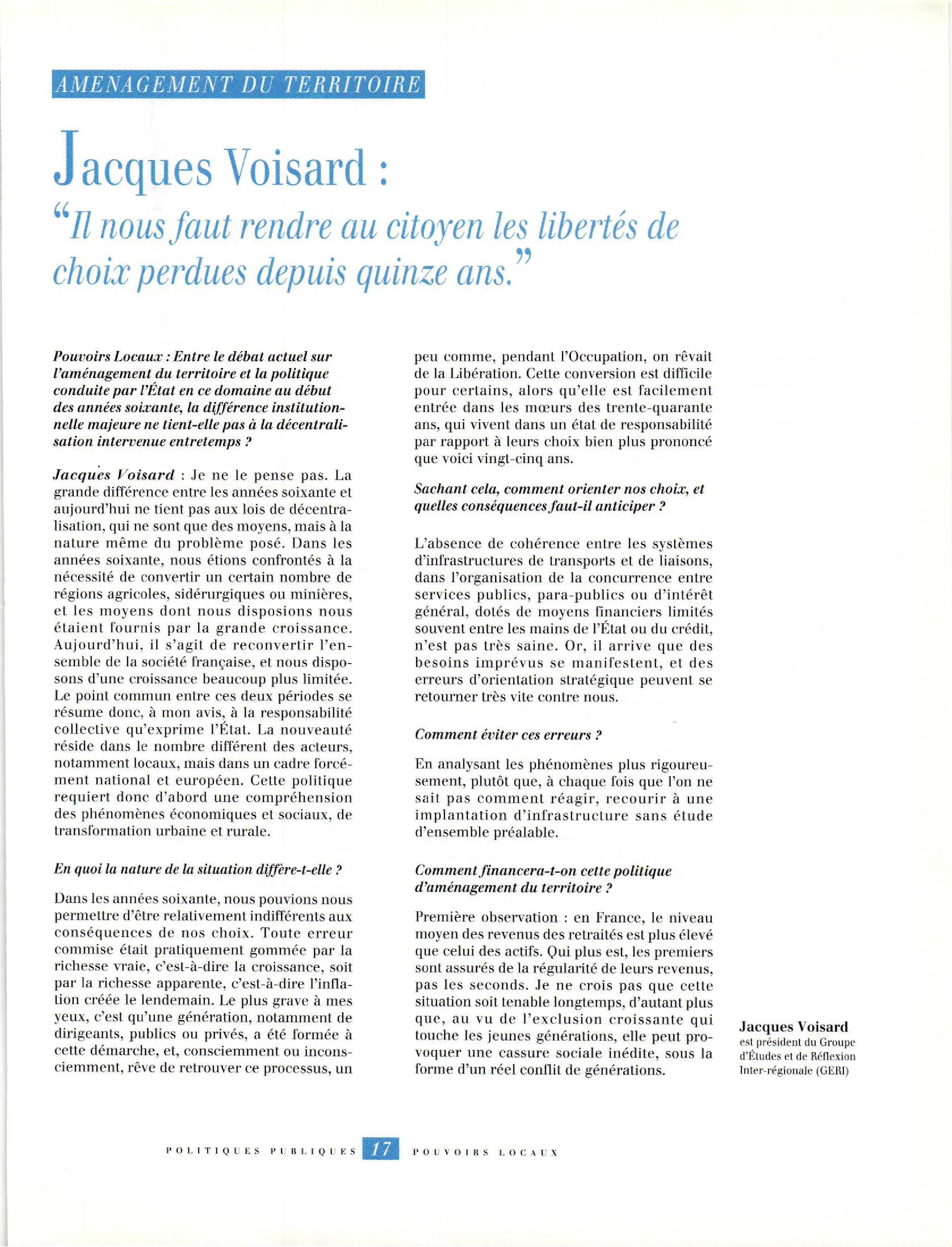 Article : Entretien avec Jacques Voisard