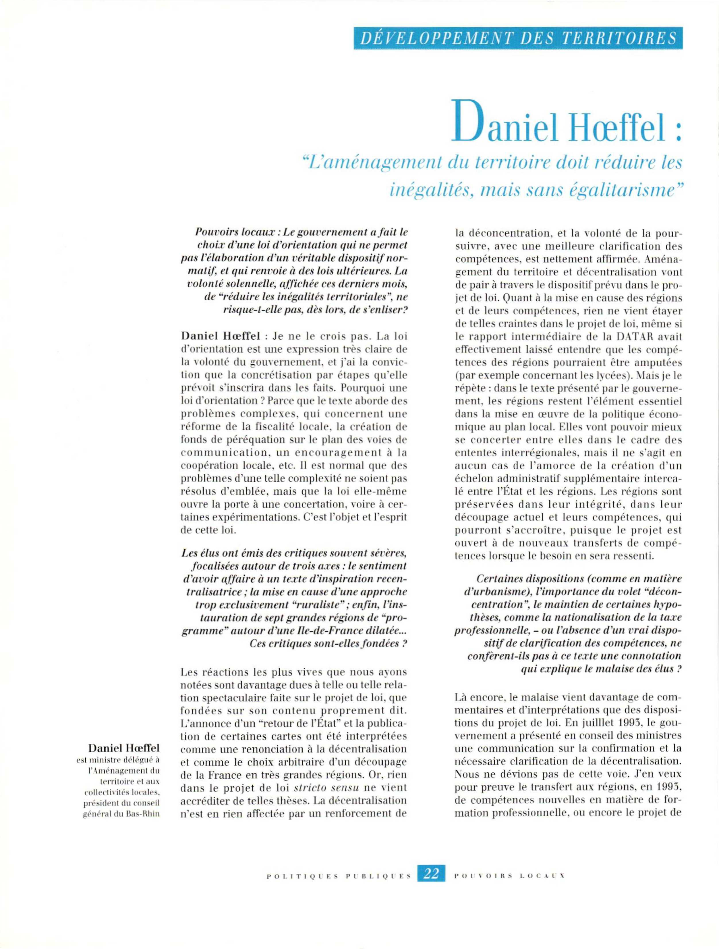 Article : Entretien avec Hœffel D.