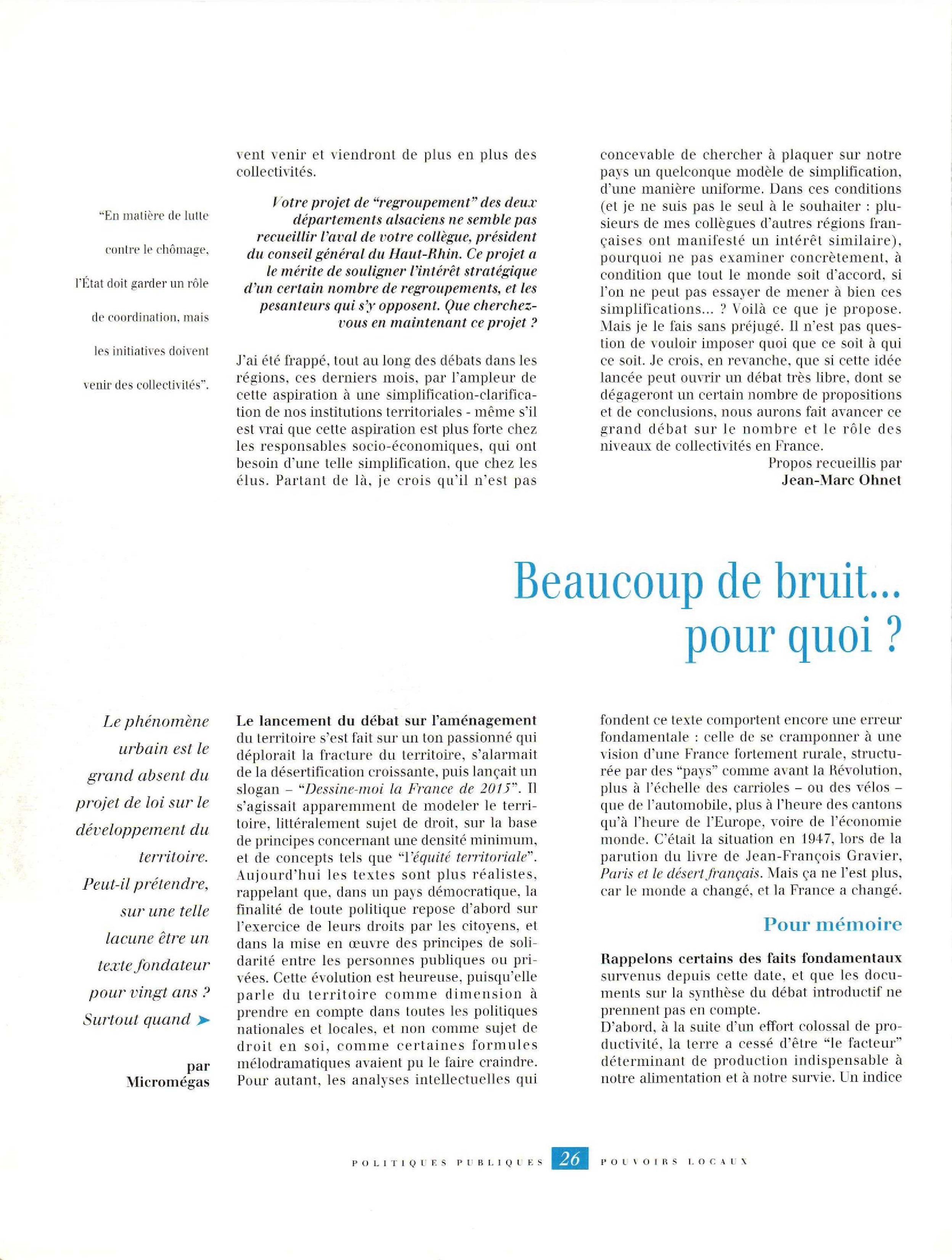 Article :  Beaucoup de bruit... pour quoi ? Micromégas