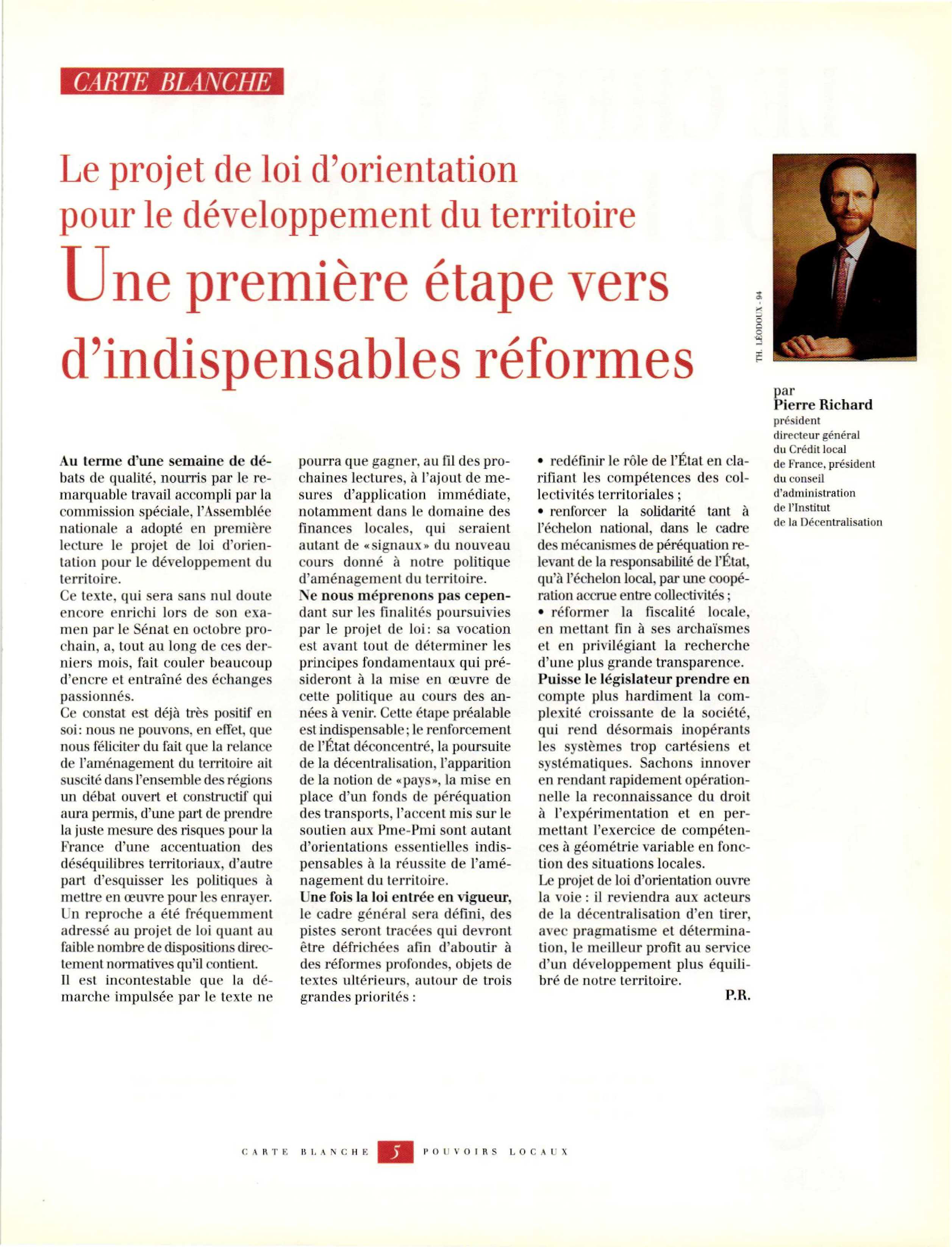 Article : Une première étape vers d’indispensables réformes