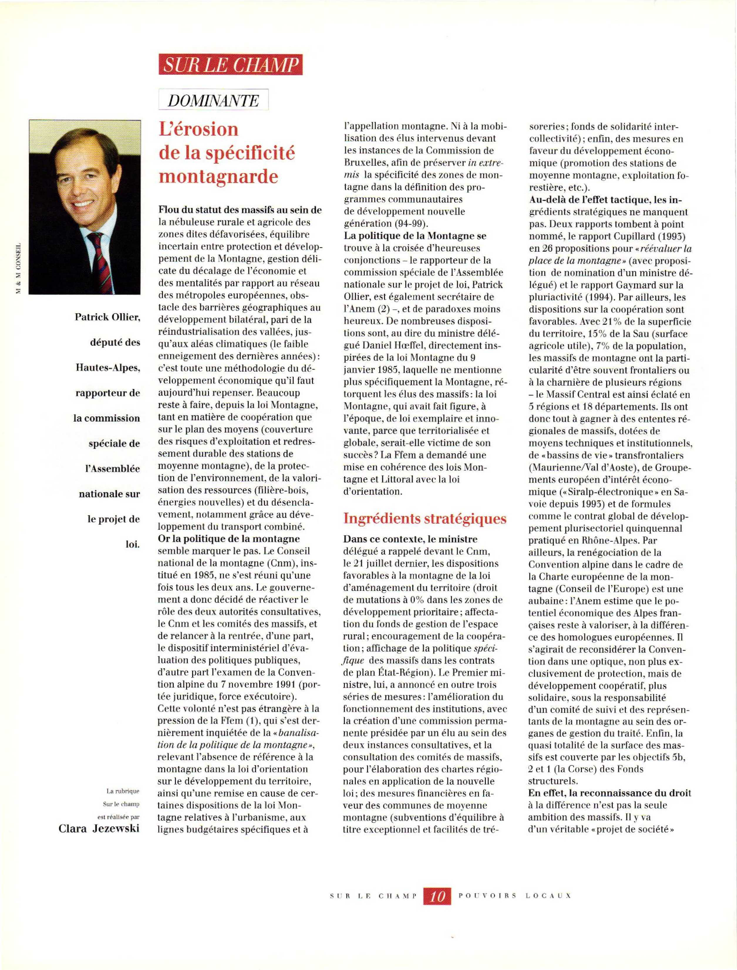 Article : L’érosion de la spécificité montagnarde,  Sur-le-Champ