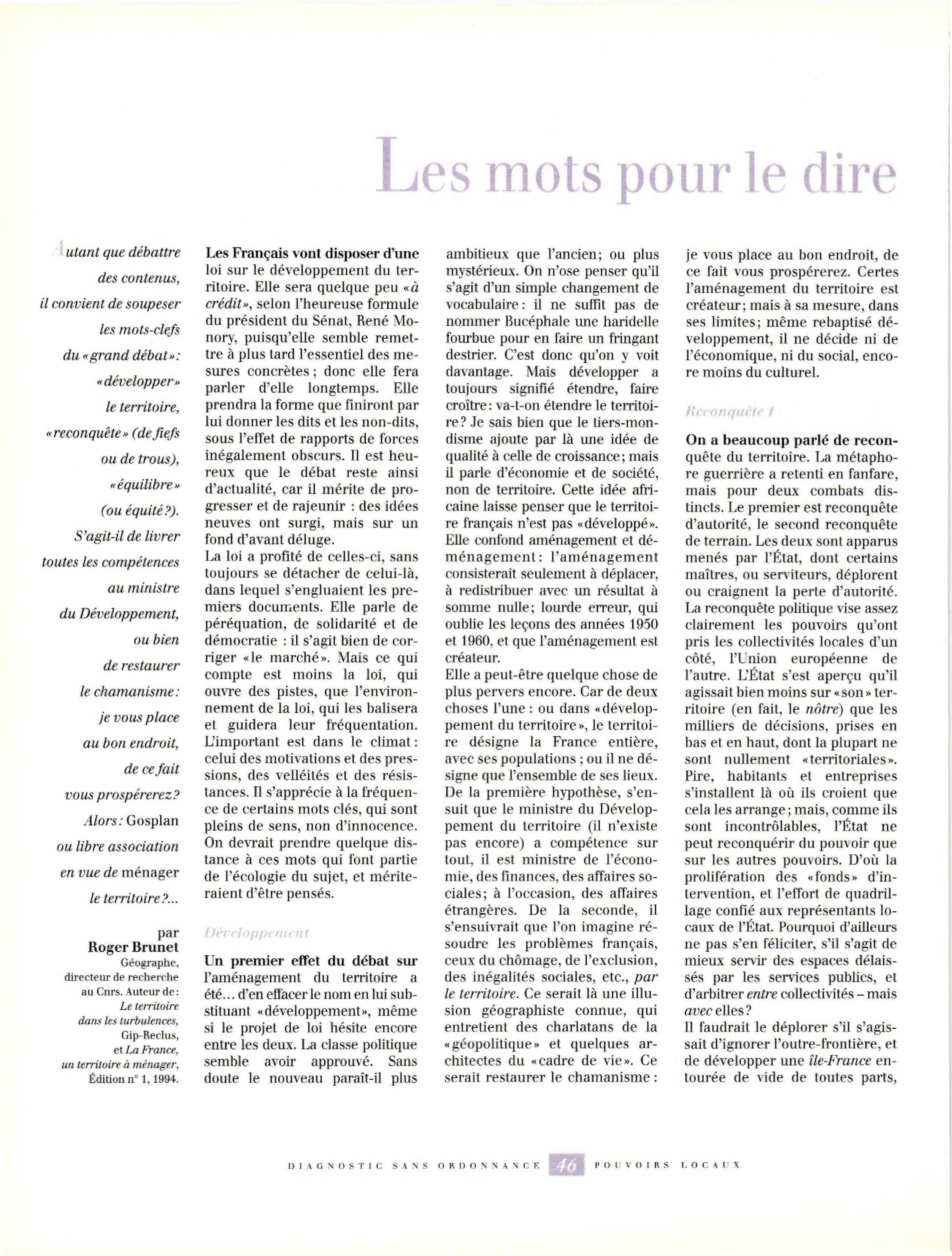 Article : Les mots pour le dire