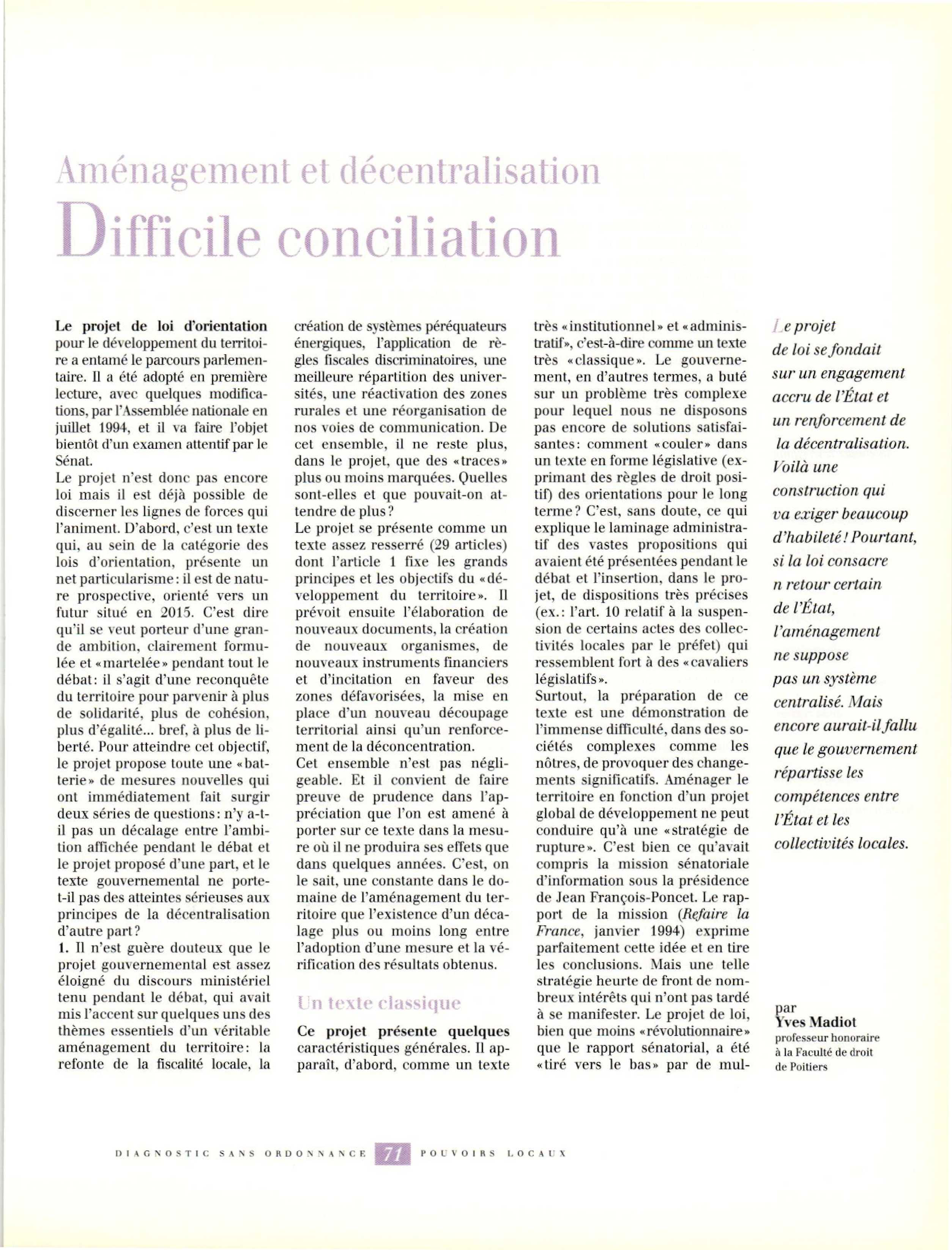 Article : Aménagement et décentralisation