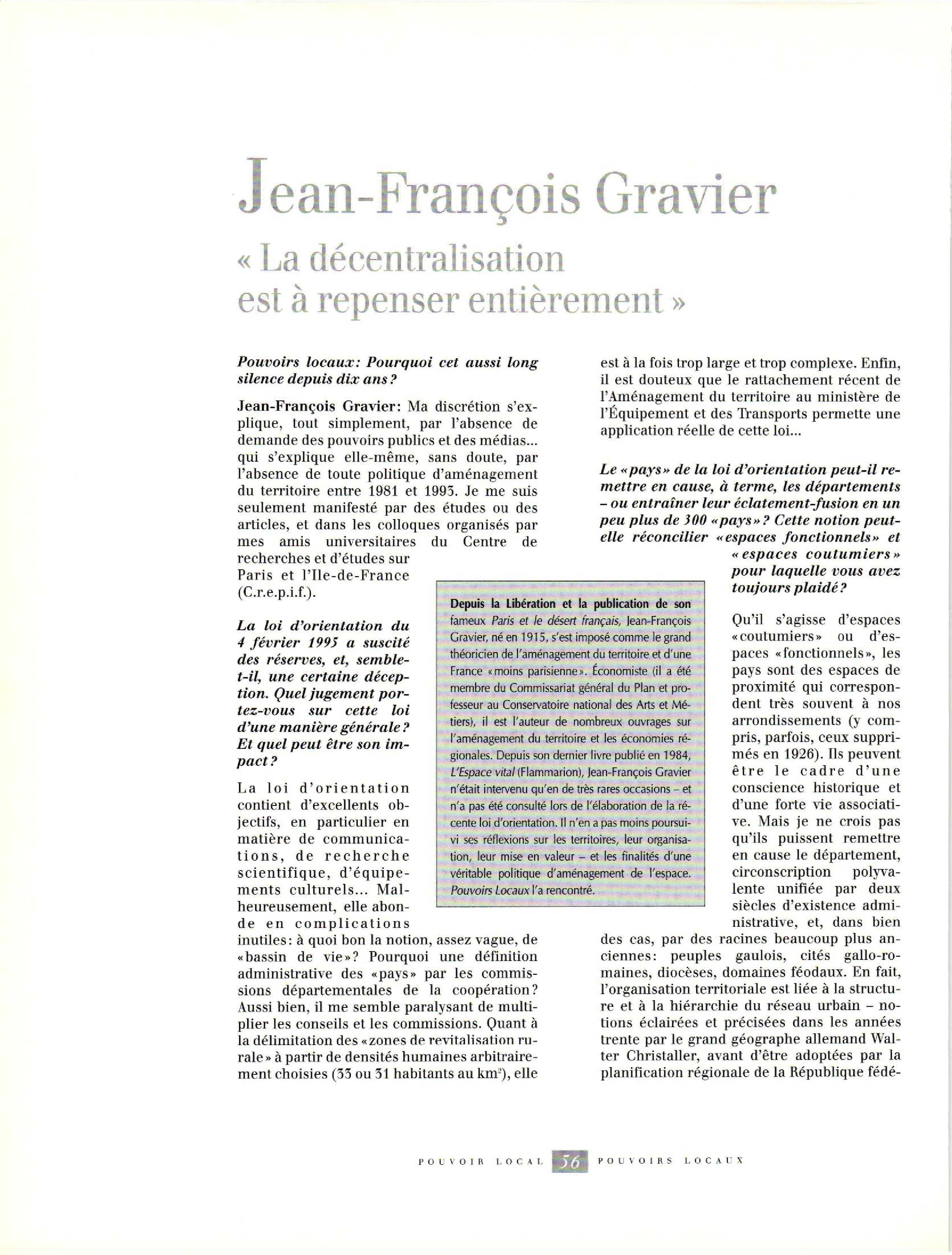 Article :  Entretien avec Gravier J.-F.