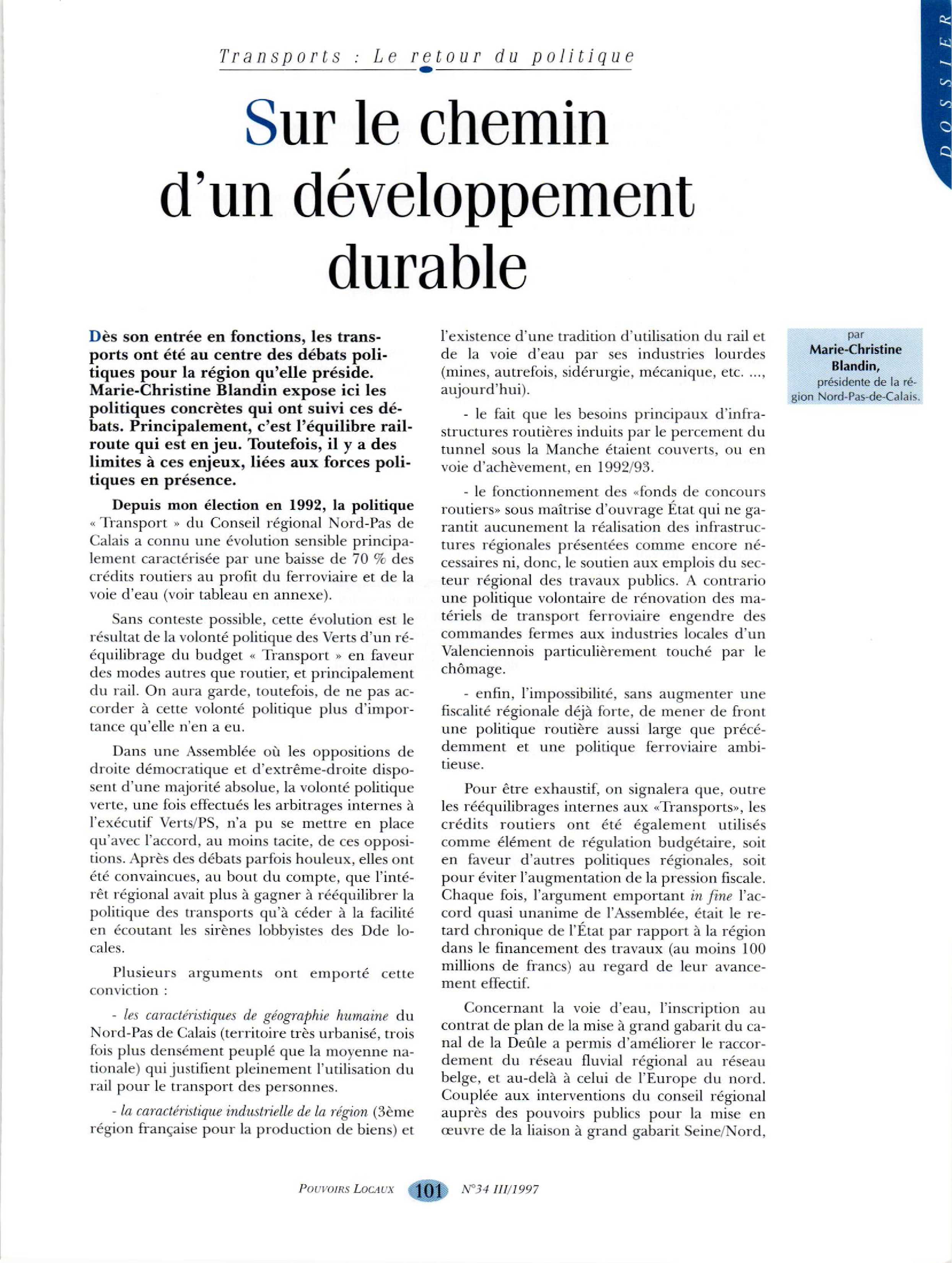 Article :  Nord-Pas-de-Calais : sur le chemin d’un développement durable
